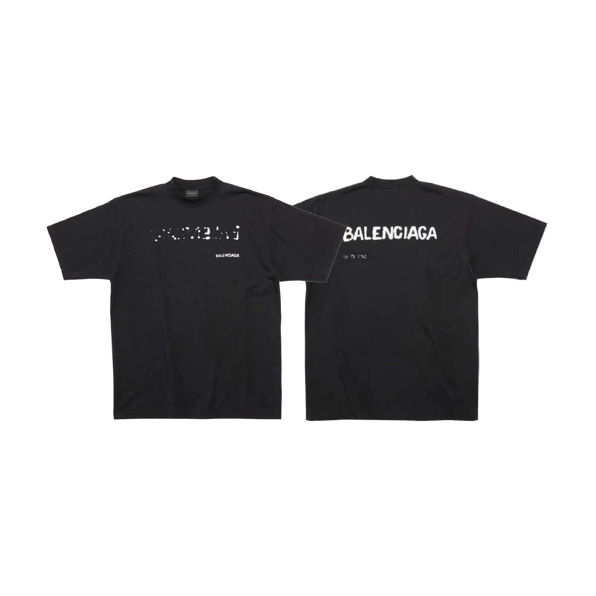 Balenciaga Hand Drawn Logo Black Oversized Tee-01