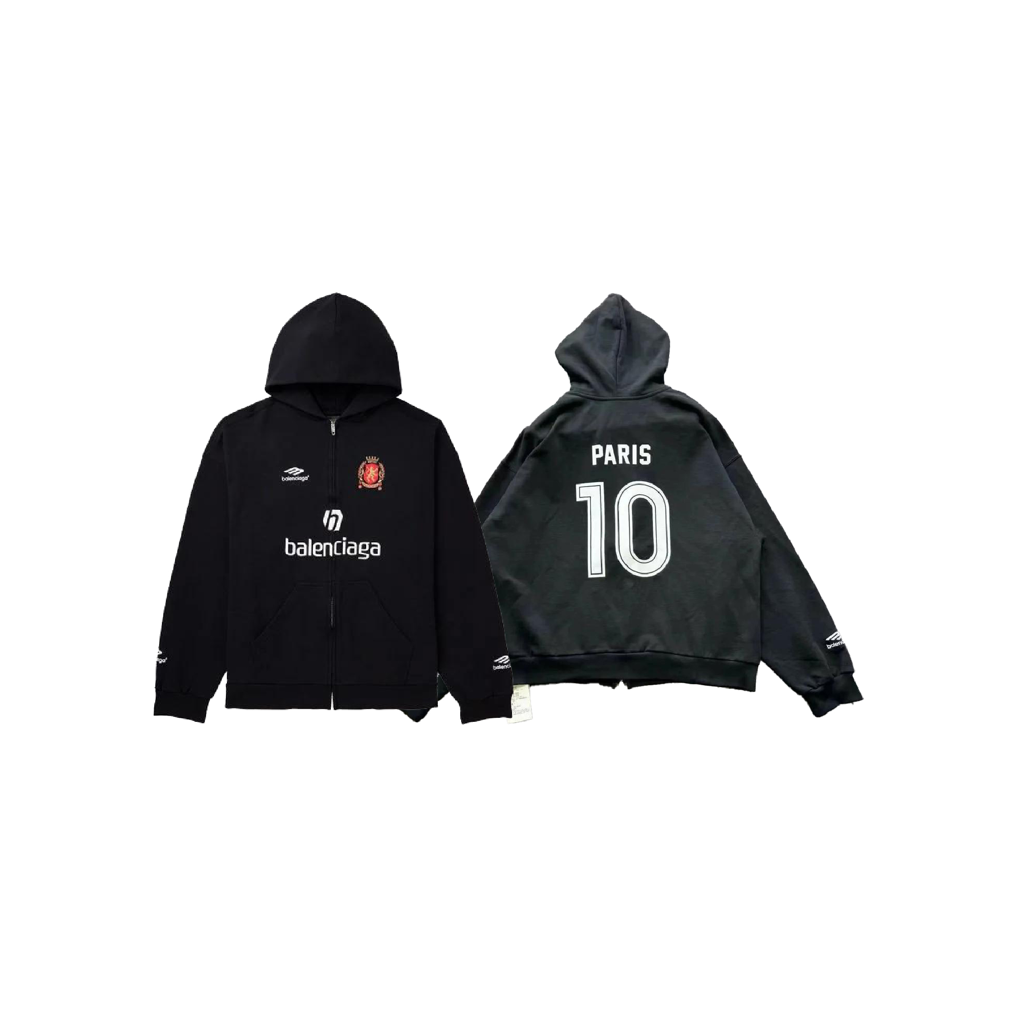 Balenciaga x Manchester United Paris Exclusive Black Zipped Hoodie Jacket-01