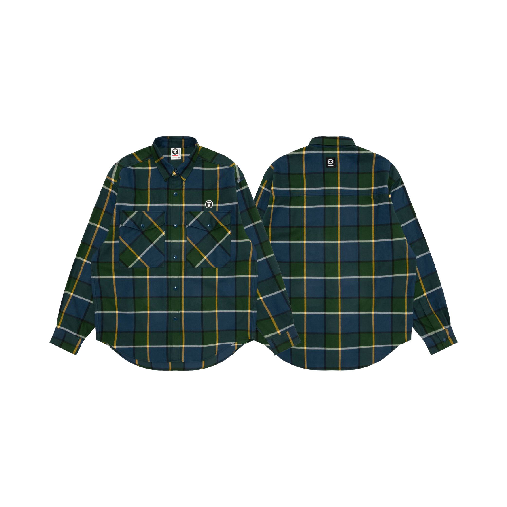 Aape A Bathing Ape Blue-Green Checked LS Collar Shirt-01
