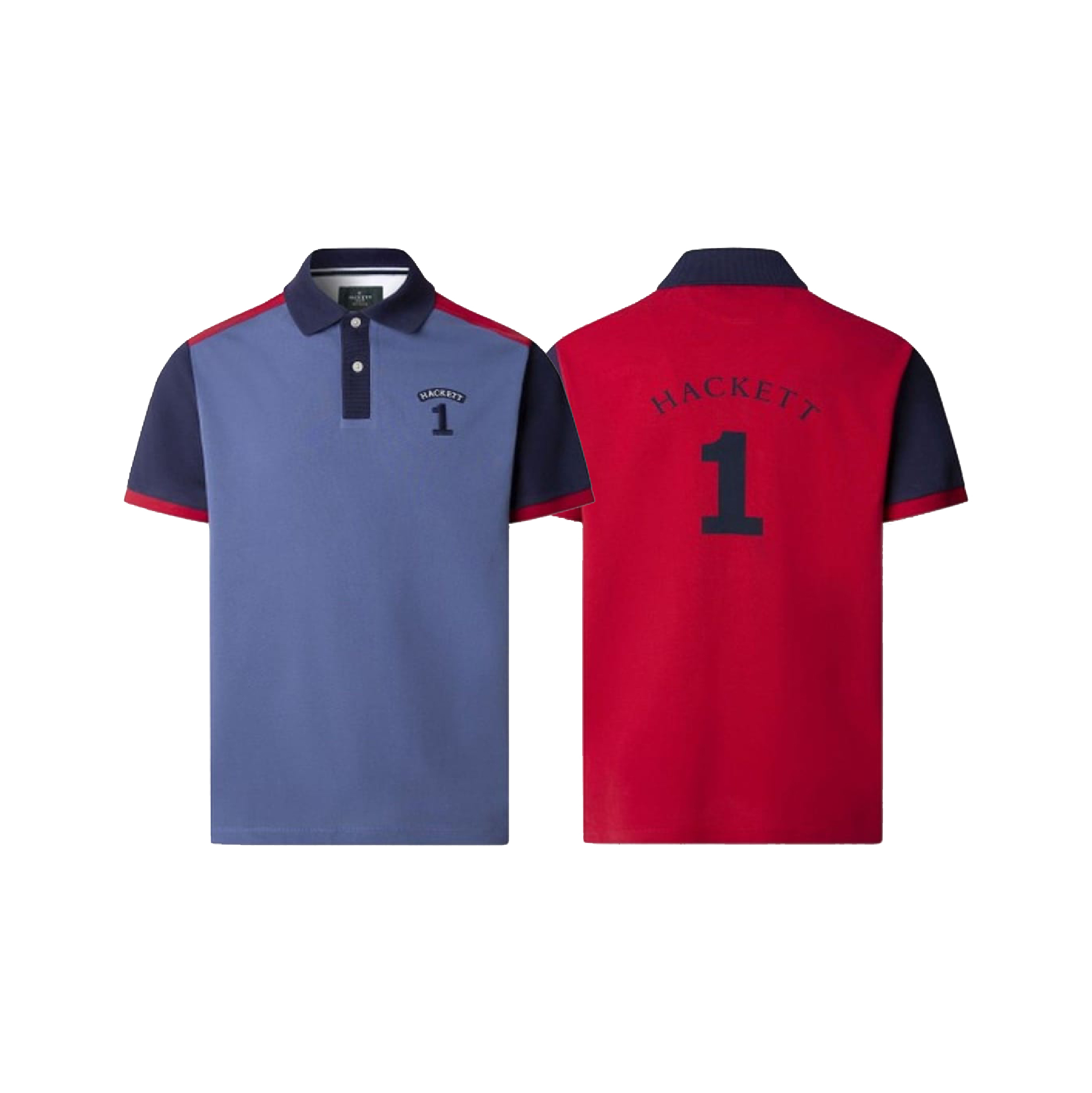 Hackett London Front Back Dual Contrast No.1 Polo in Blue-Red-02