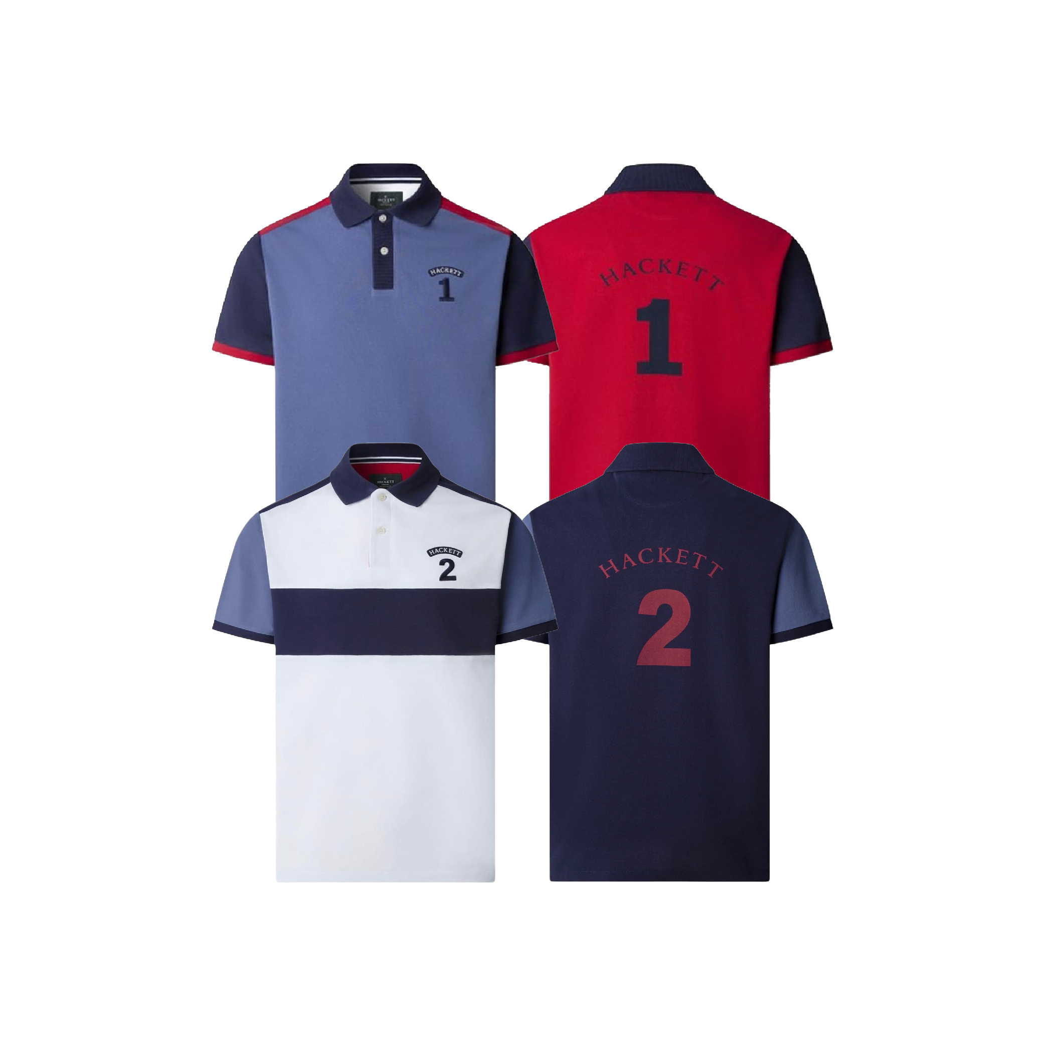 Hackett London Front Back Dual Contrast No.1 Polo in Blue-Red-01