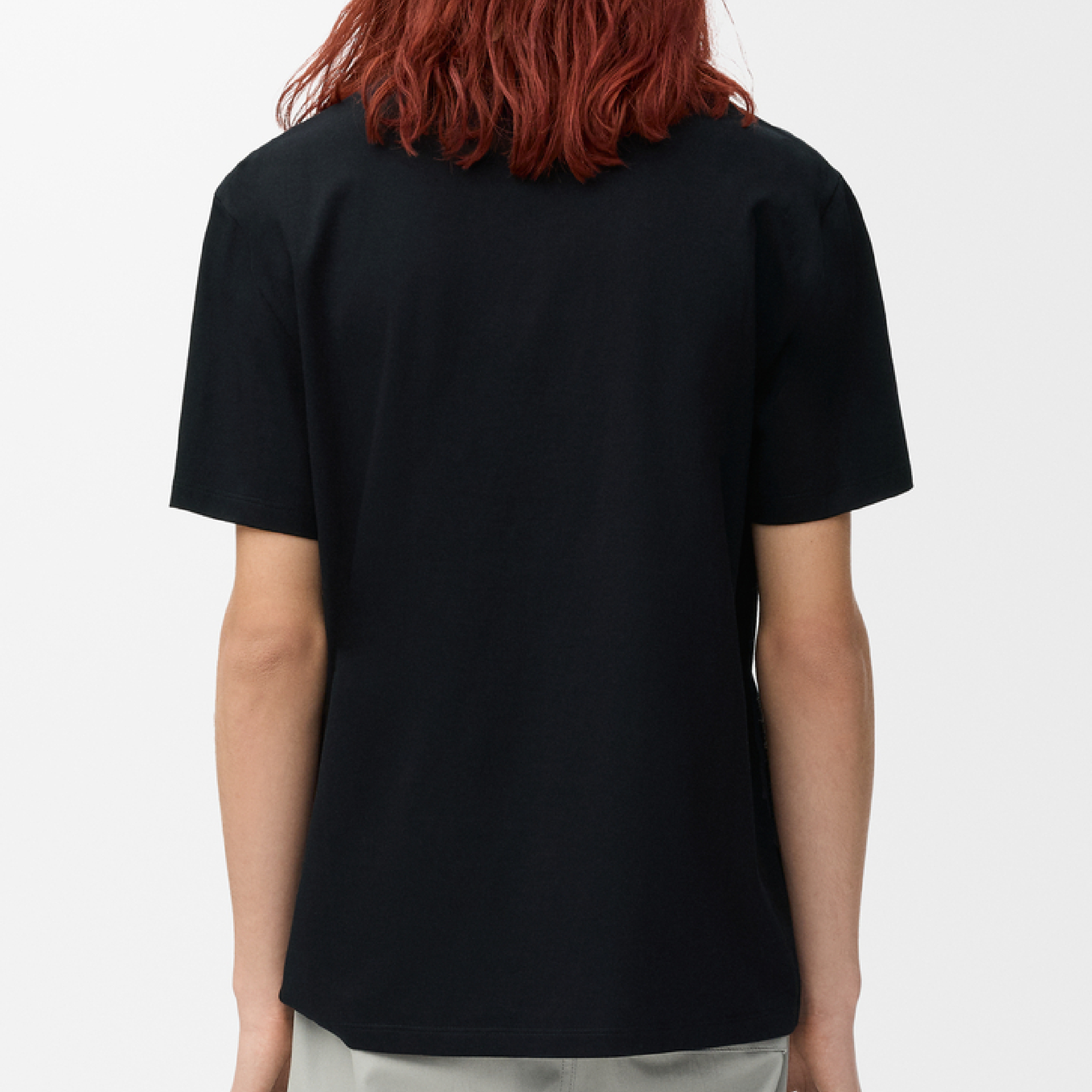 Loewe Cotton-Blend Embroidered Wording Logo Black Tee-04