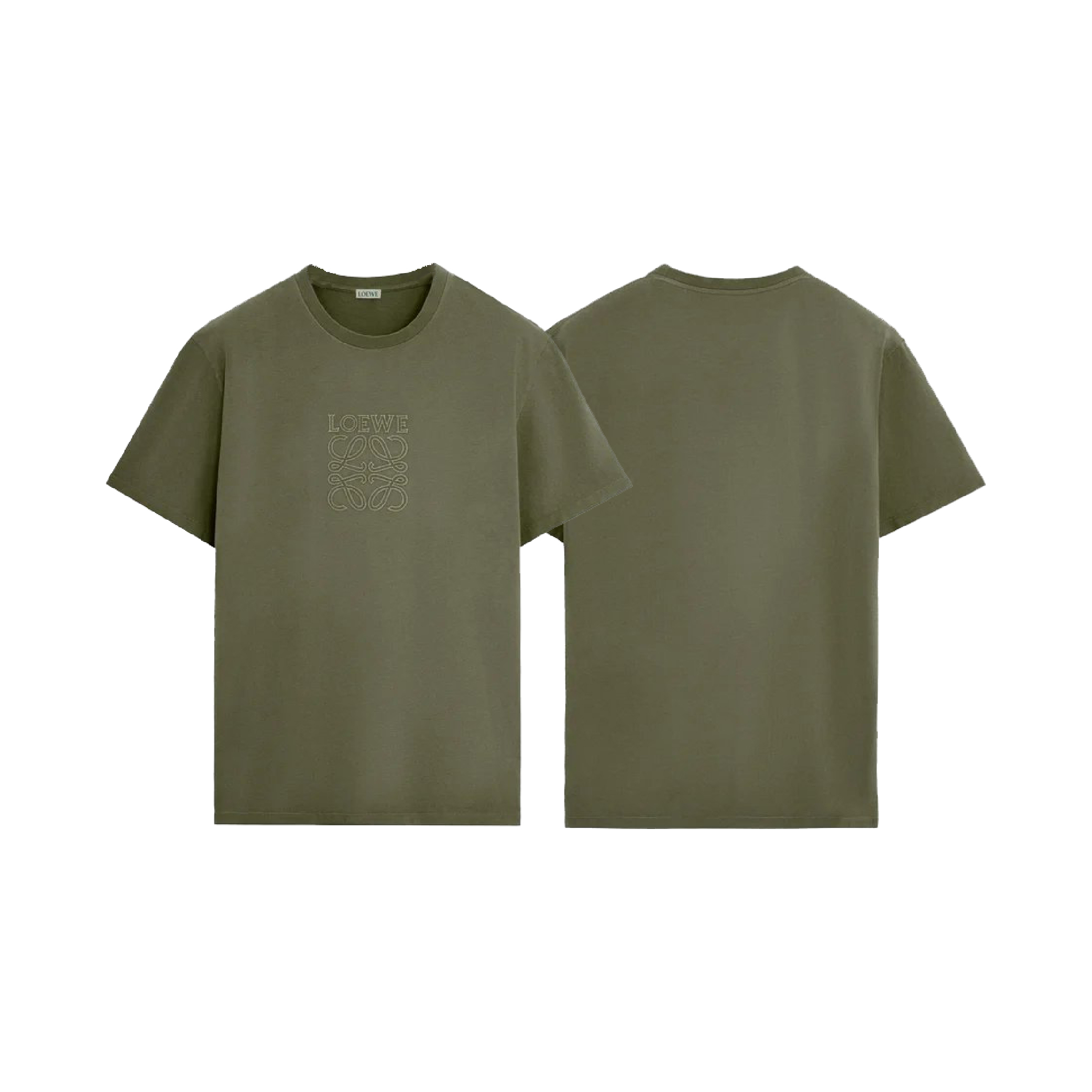 Loewe Anagram Embroidered Centre Logo Olive Green Tee-01