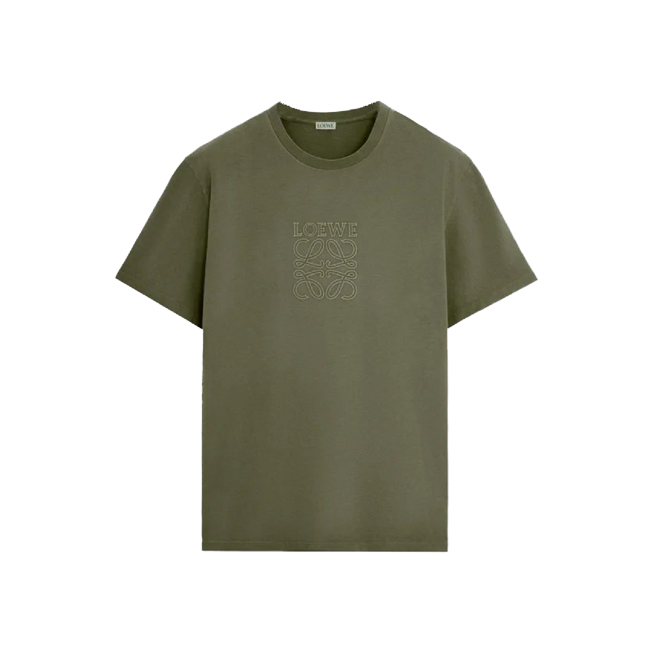 Loewe Anagram Embroidered Centre Logo Olive Green Tee-02