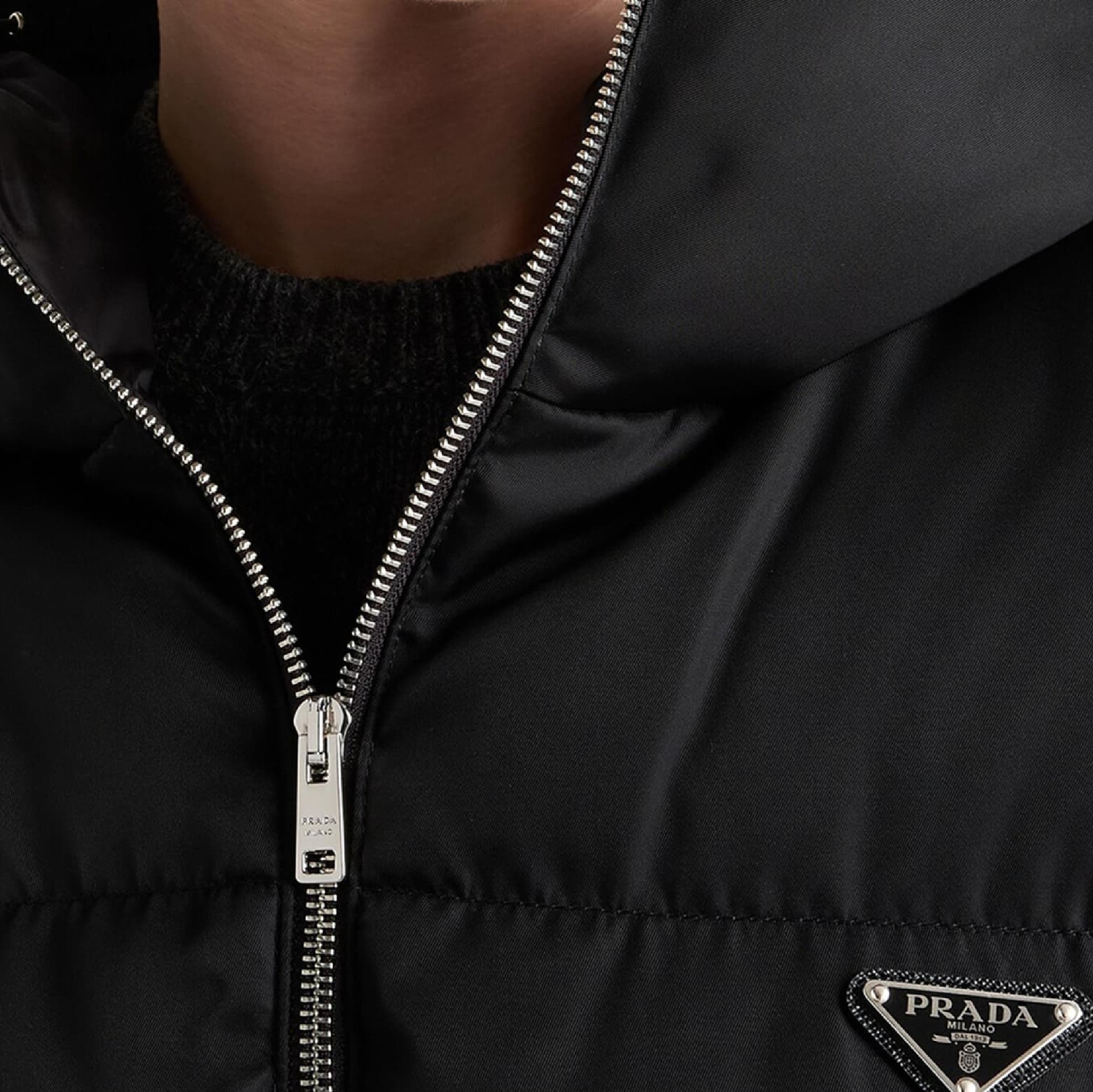 Prada Women Re-Nylon Hooded Down Jacket in Black-02