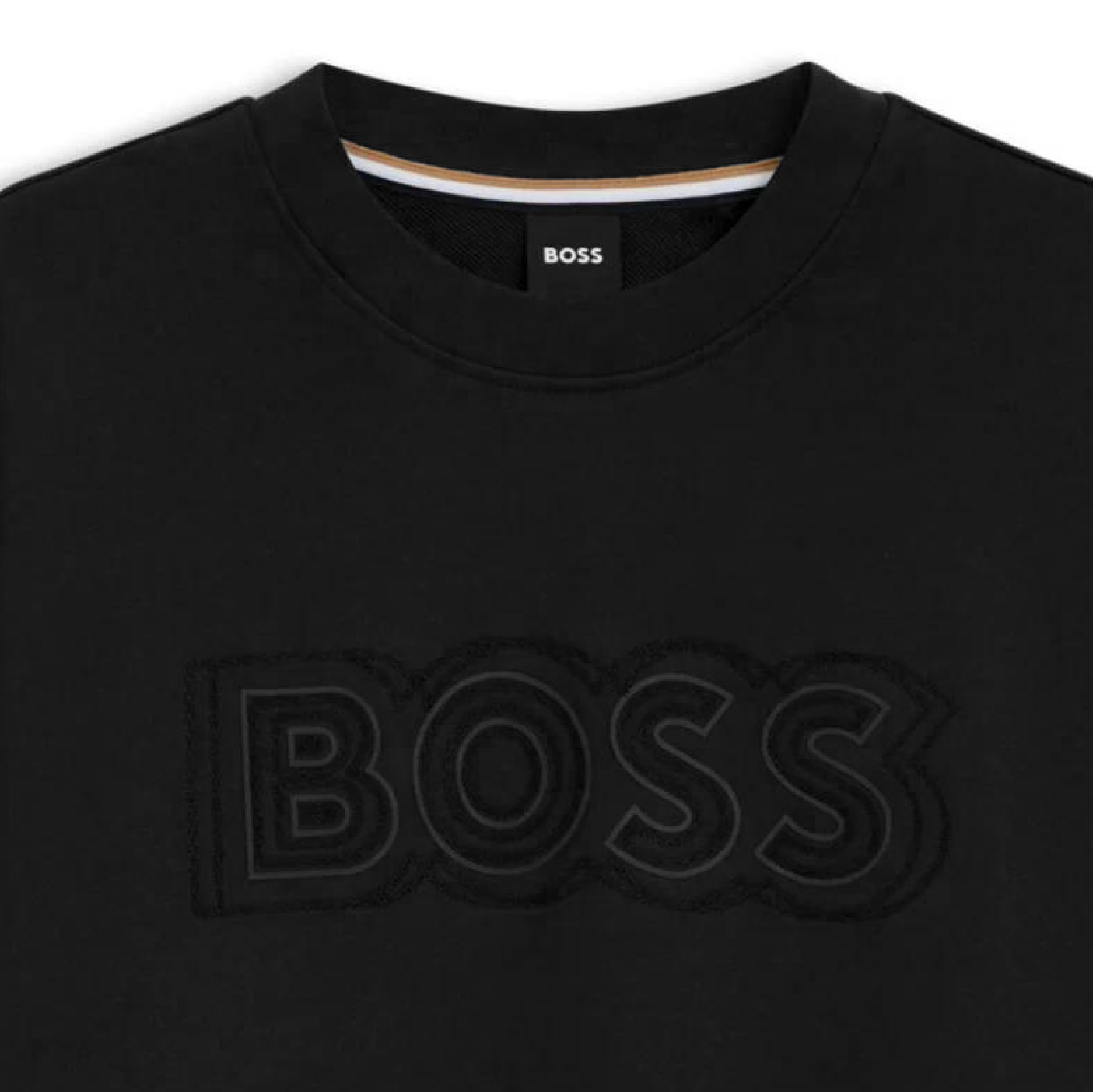 Hugo Boss Outlined Centre Logo Black Crewneck Sweatshirt-02