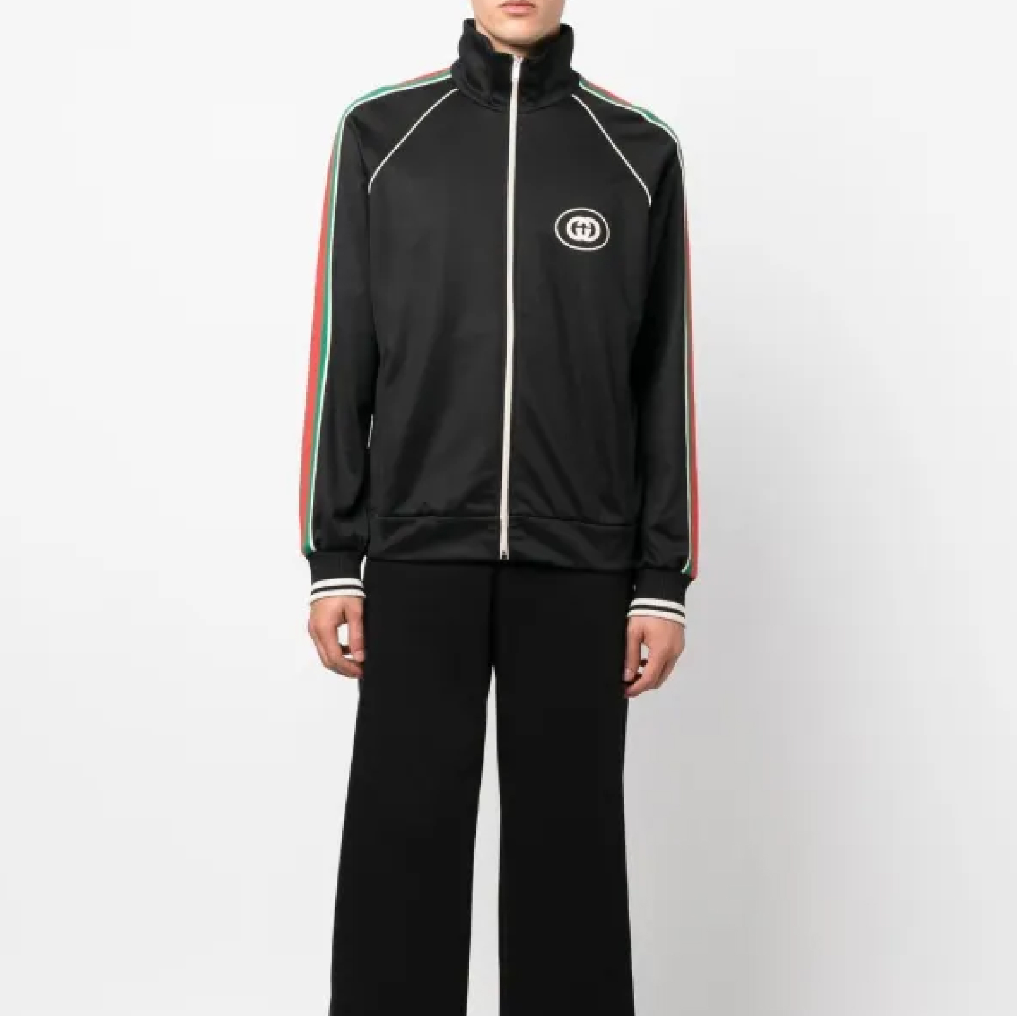 Gucci Logo-appliqued Striped Tech-jersey Track Jacket In Black-05