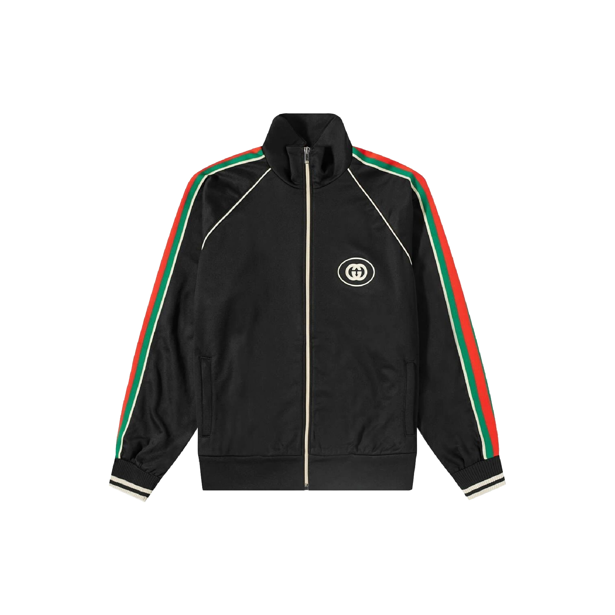 Gucci Logo-appliqued Striped Tech-jersey Track Jacket In Black-01