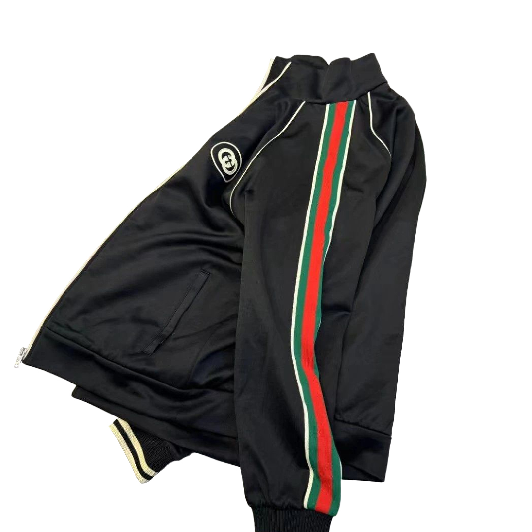 Gucci Logo-appliqued Striped Tech-jersey Track Jacket In Black-03