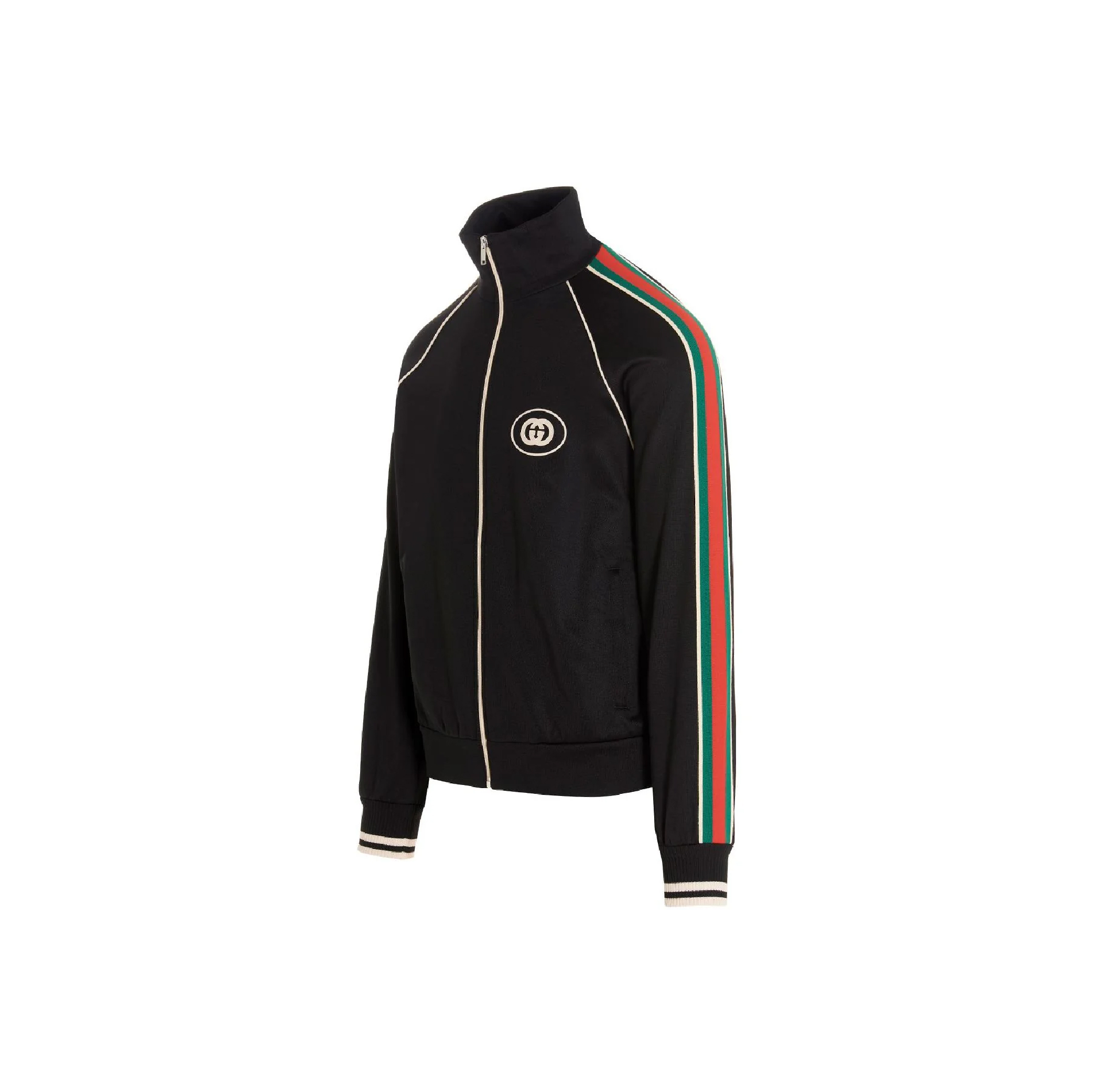 Gucci Logo-appliqued Striped Tech-jersey Track Jacket In Black-02