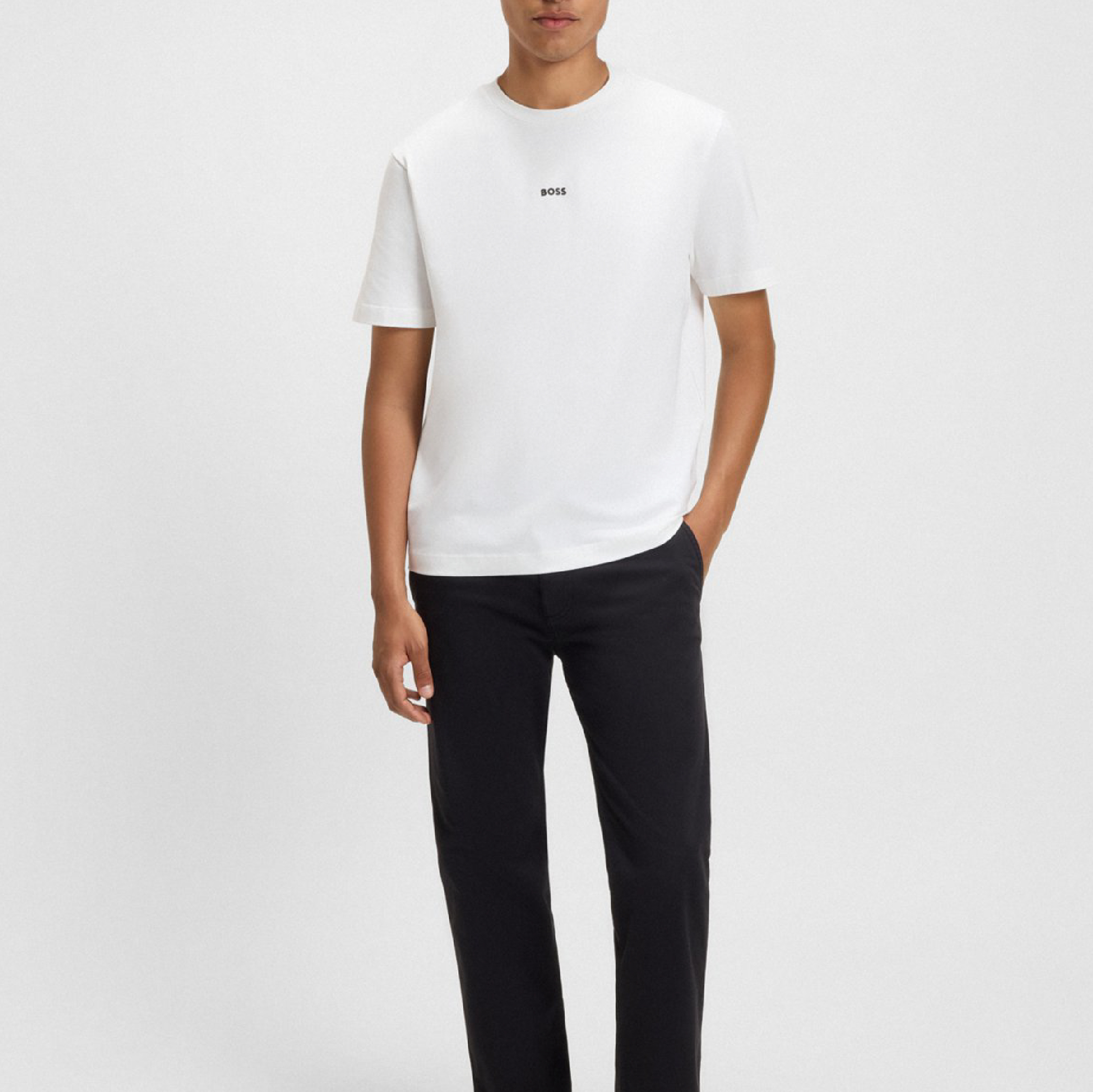 HUGO BOSS Stretch-cotton T-shirt with contrast logo-14