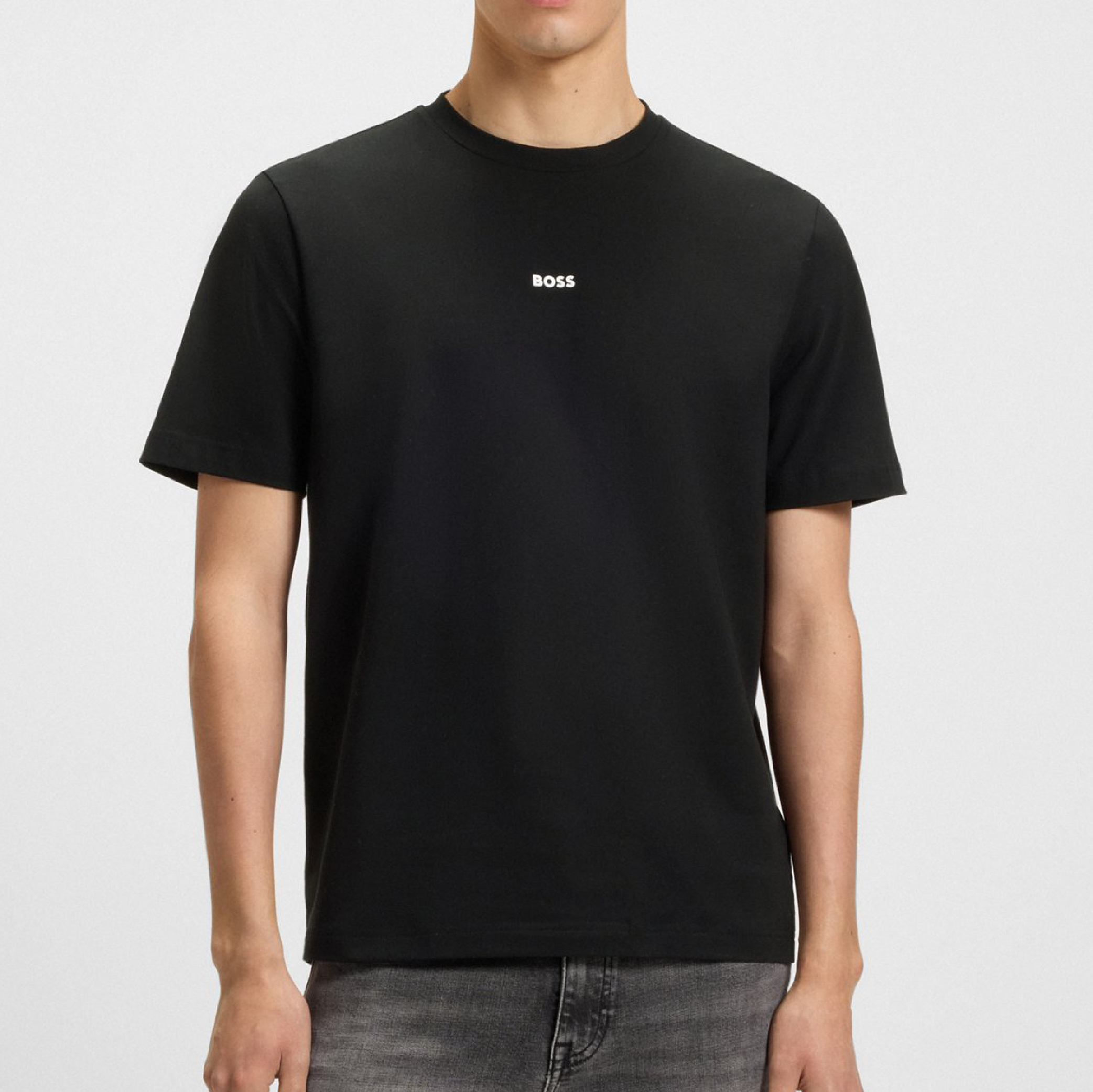 HUGO BOSS Stretch-cotton T-shirt with contrast logo-11