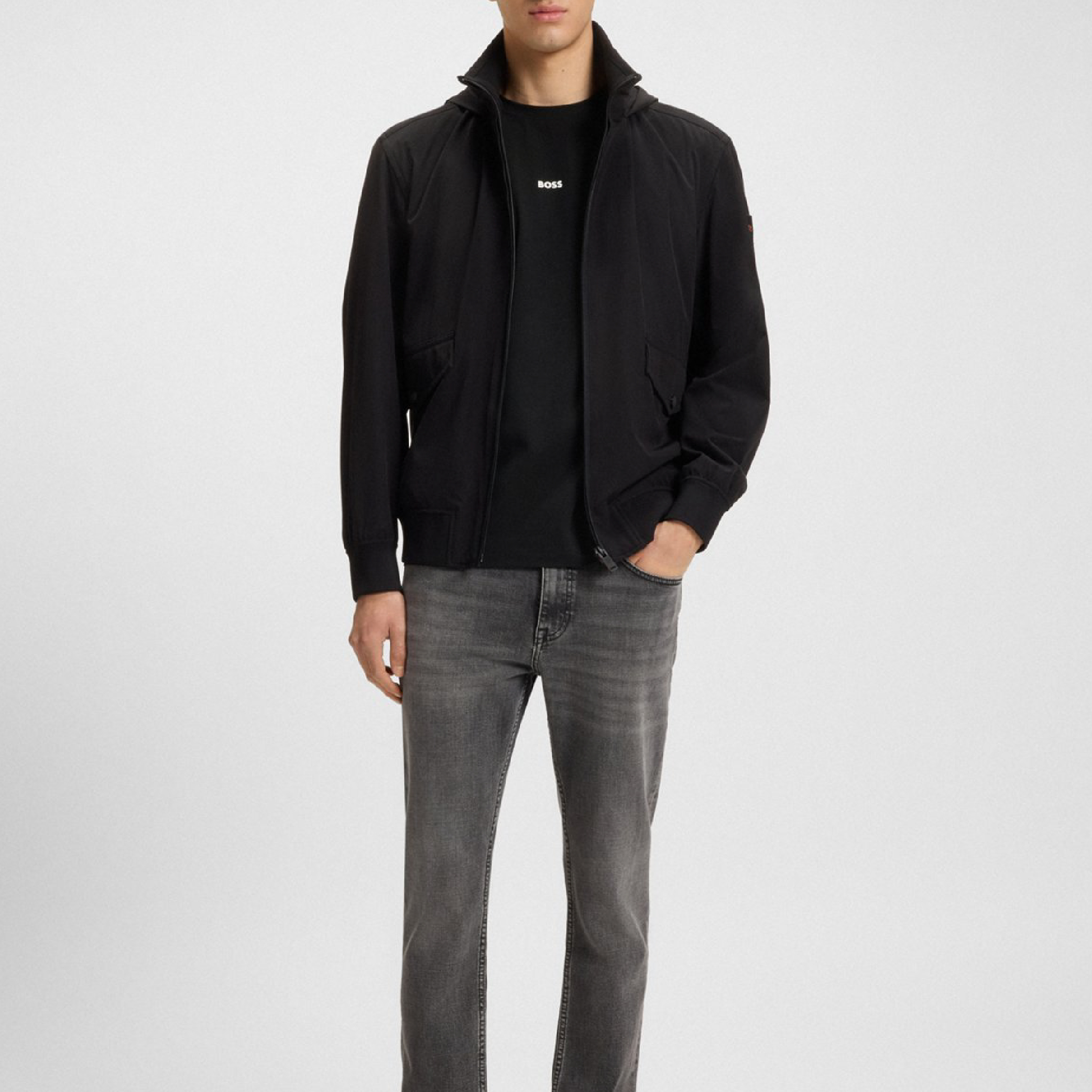 HUGO BOSS Stretch-cotton T-shirt with contrast logo-16