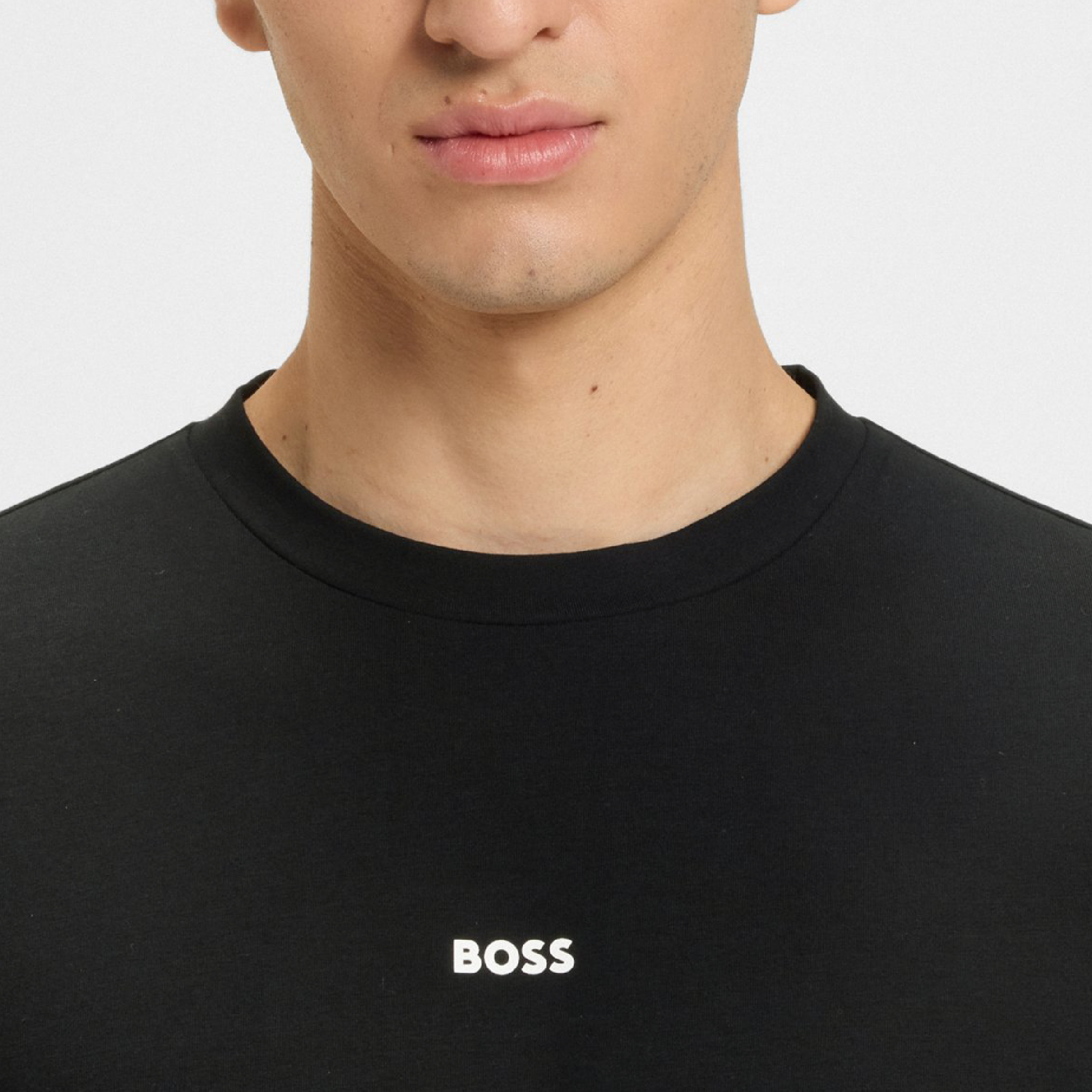 HUGO BOSS Stretch-cotton T-shirt with contrast logo-08
