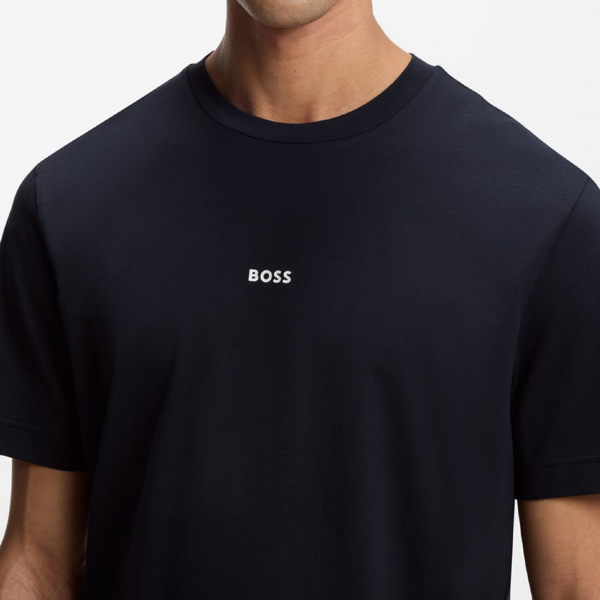 HUGO BOSS Stretch-cotton T-shirt with contrast logo-06