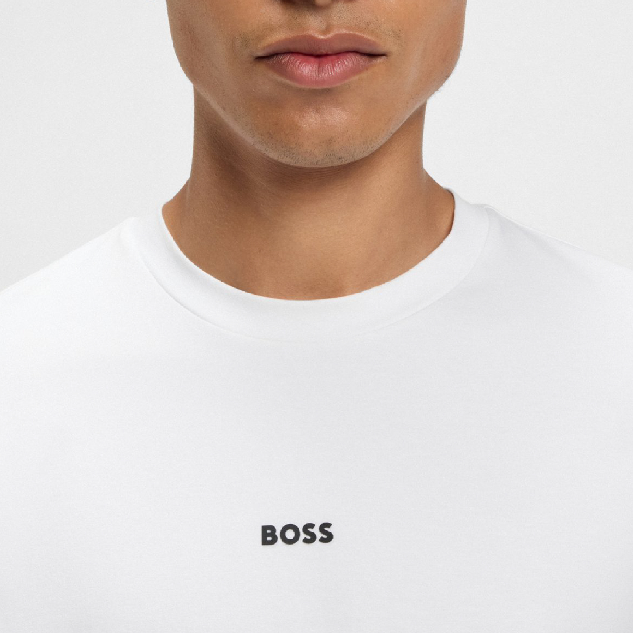 HUGO BOSS Stretch-cotton T-shirt with contrast logo-07