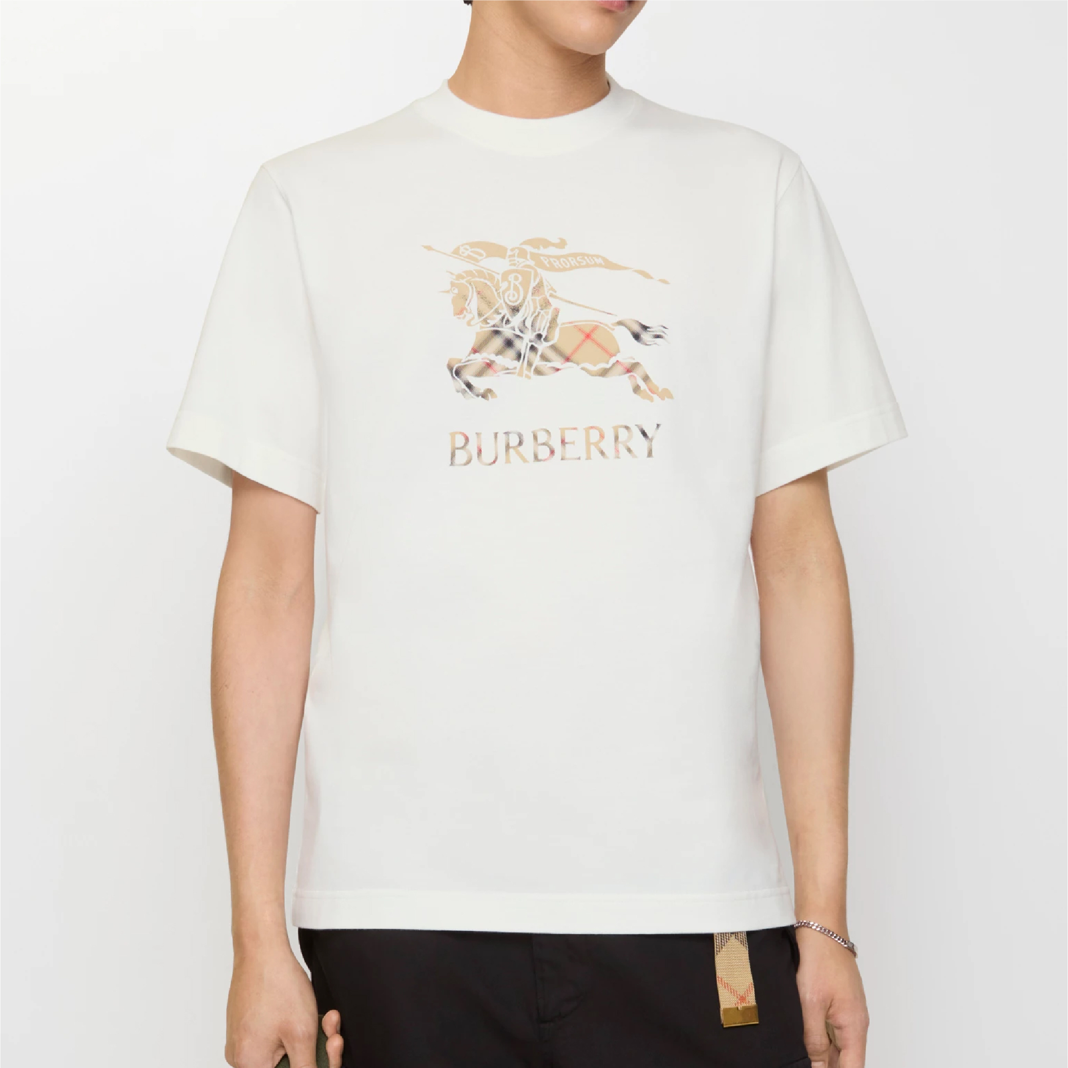 Burberry Beige Checked EKD Logo Tee-08