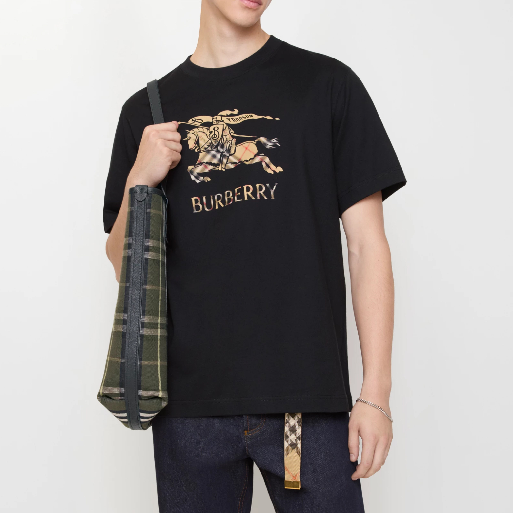 Burberry Beige Checked EKD Logo Tee-07
