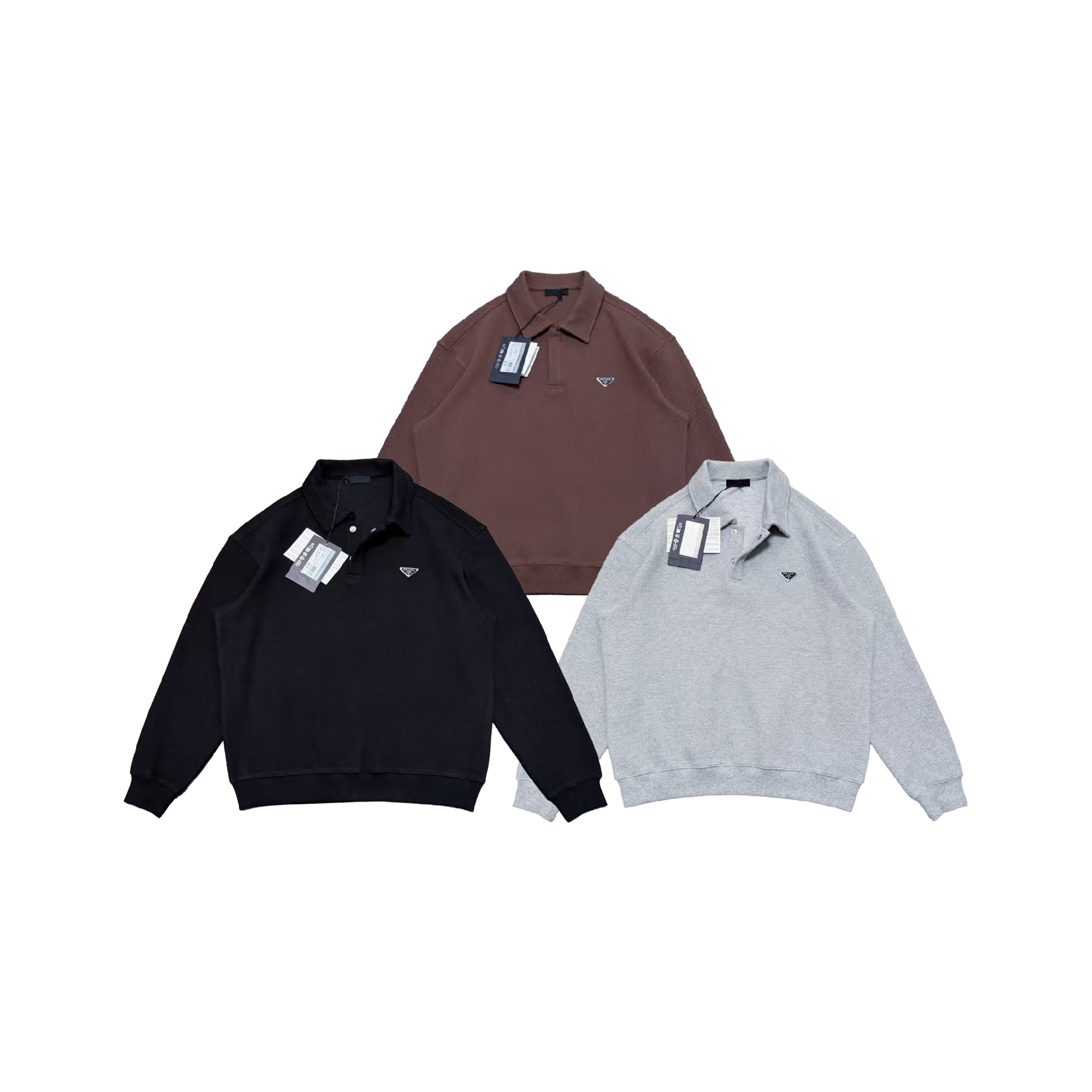 Prada Heavyweight Textured Knit Polo Sweatshirt-01