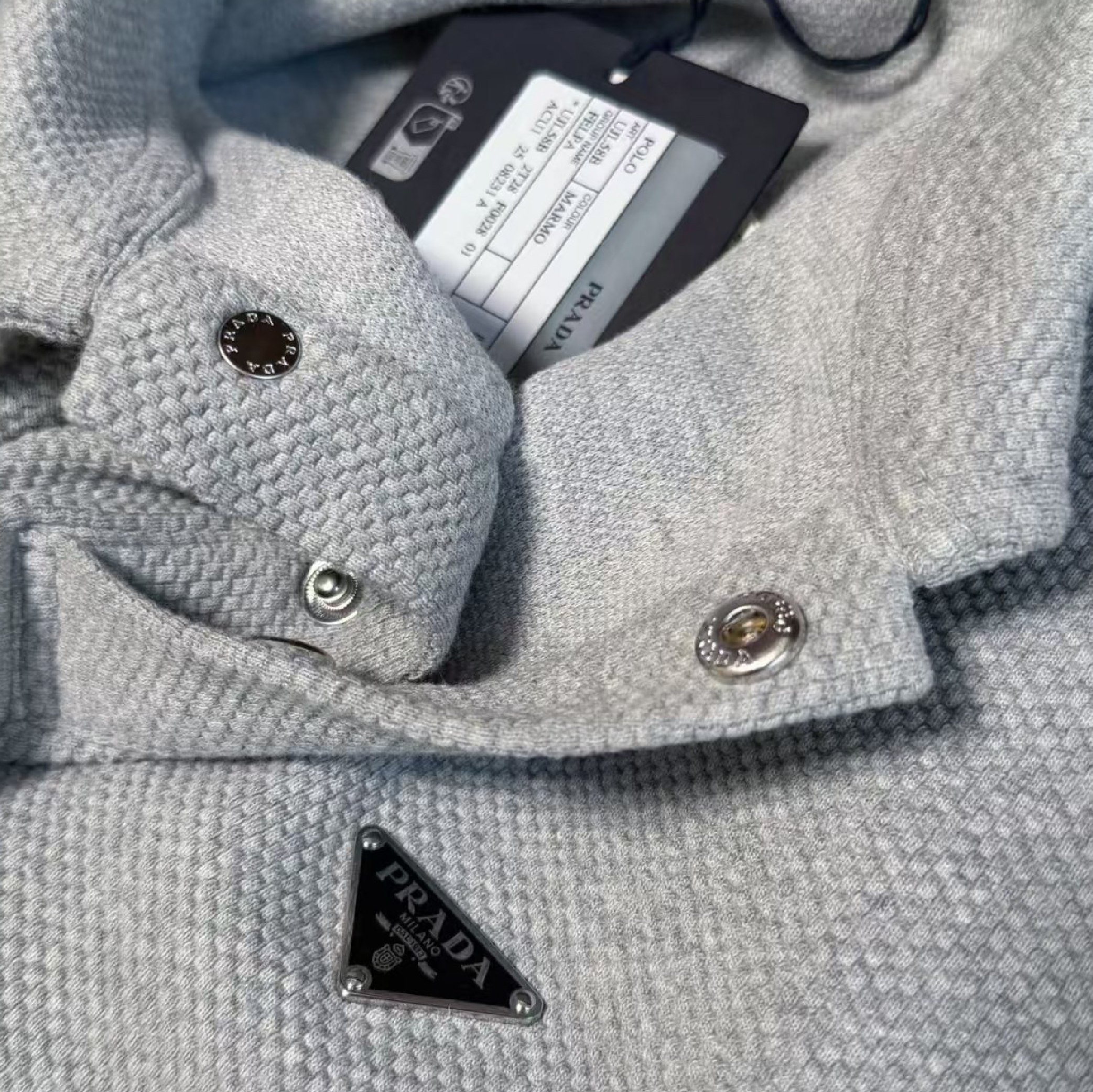 Prada Heavyweight Textured Knit Polo Sweatshirt-08