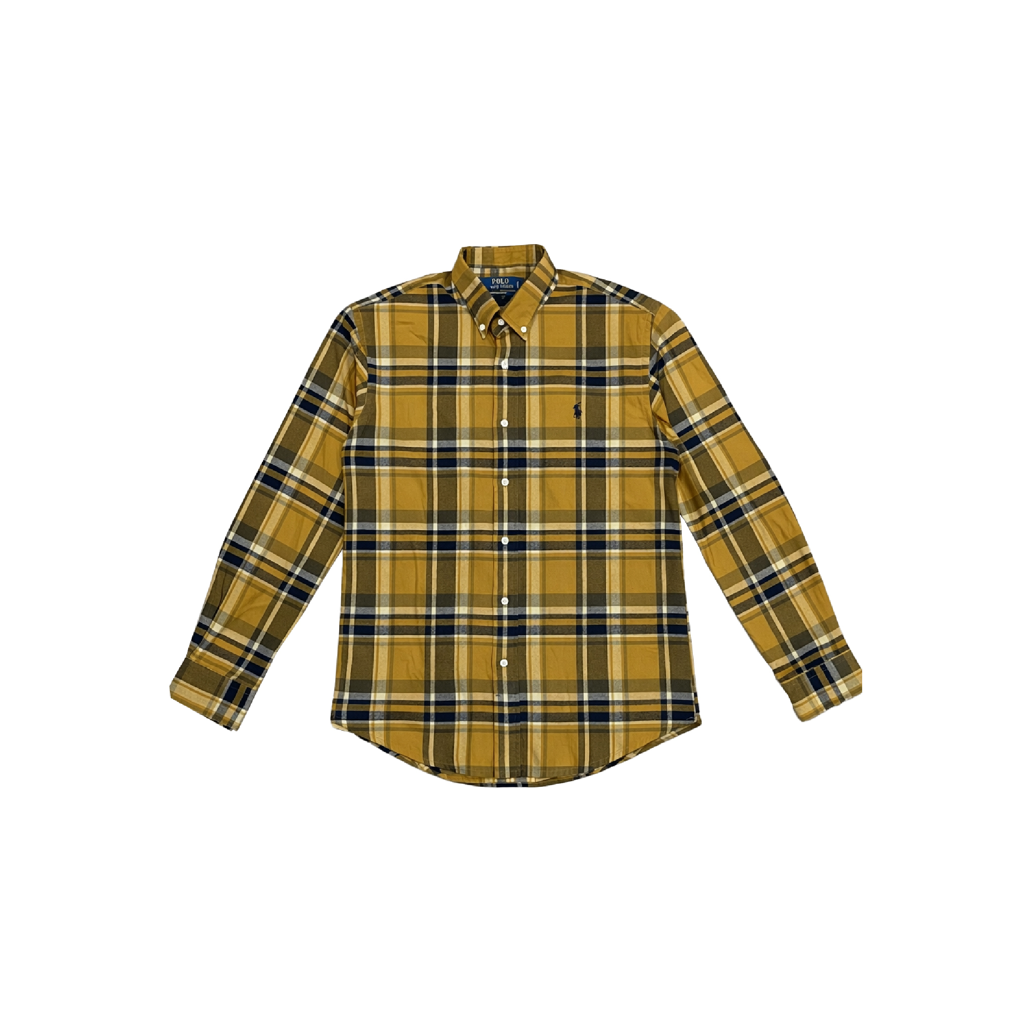 Polo Ralph Lauren Small Pony Yellow Flannel Plaid Check LS Collar Shirt-01