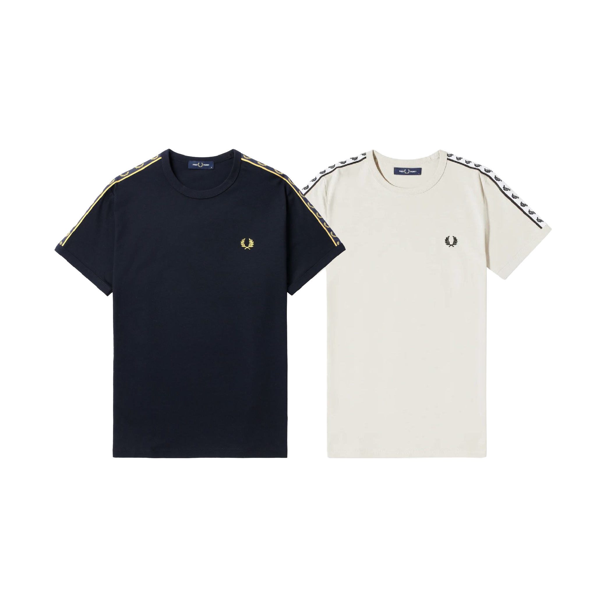 Fred Perry taped ringer crewneck tee in black-gold-01