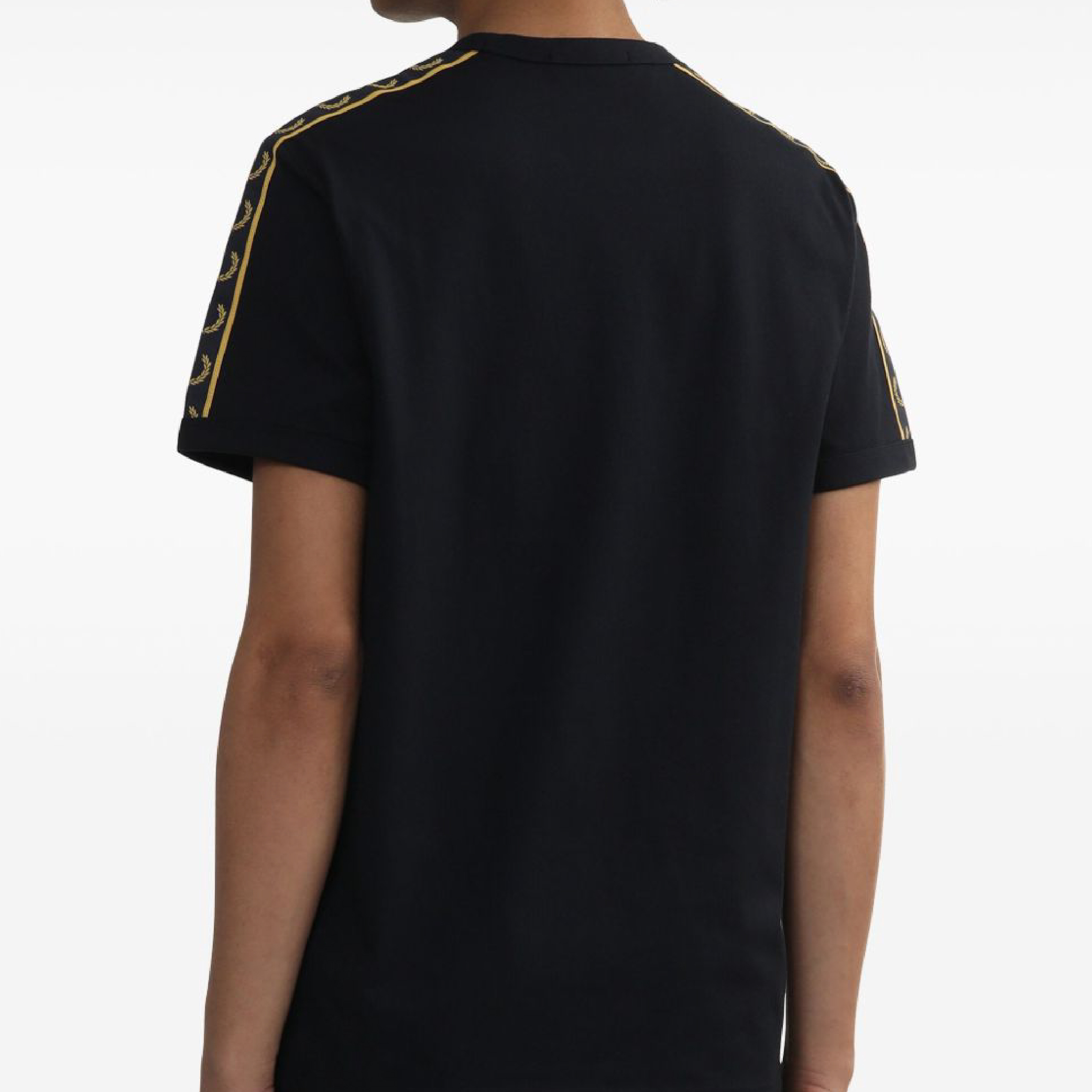 Fred Perry taped ringer crewneck tee in black-gold-09