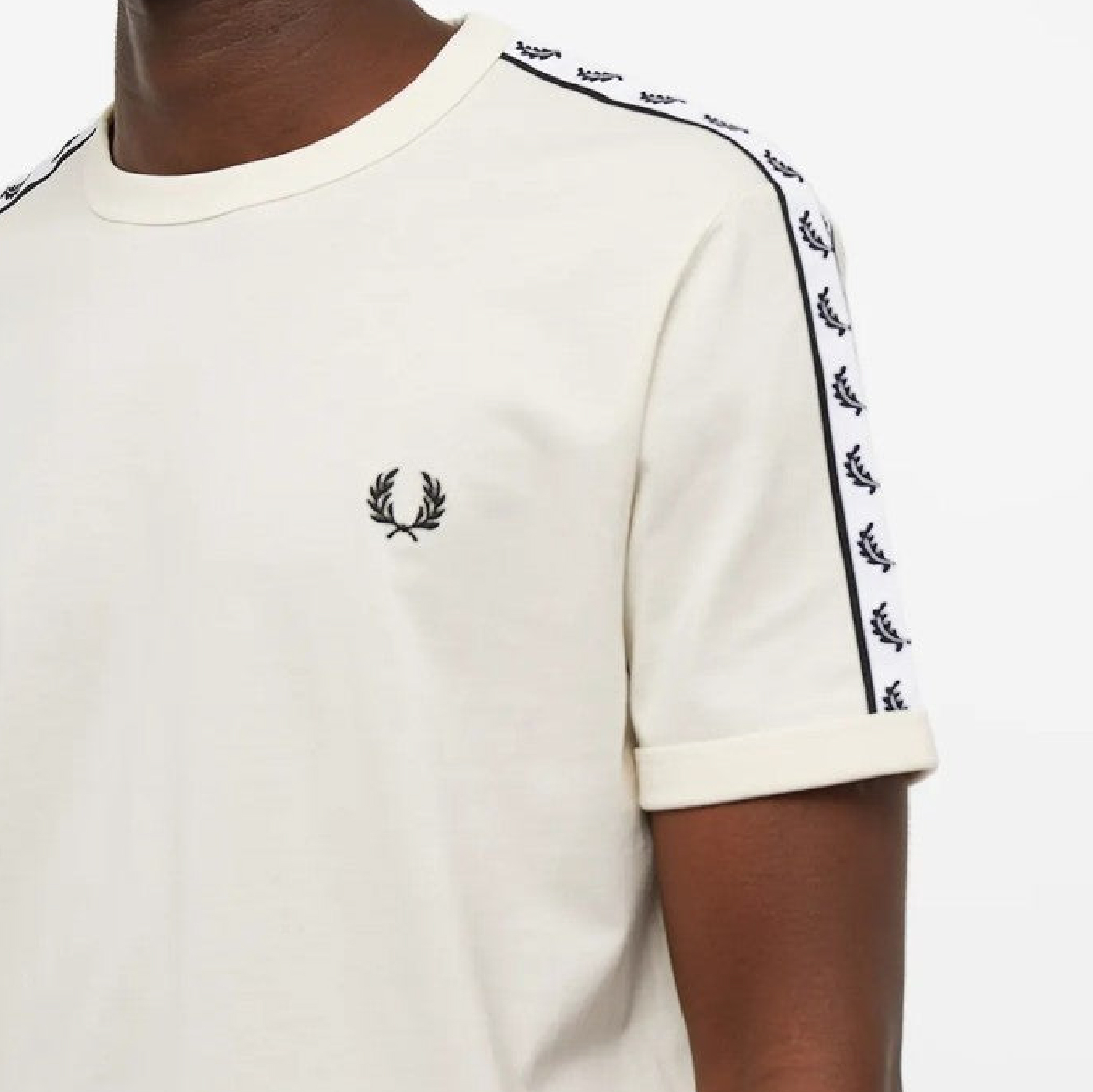 Fred Perry taped ringer crewneck tee in black-gold-05