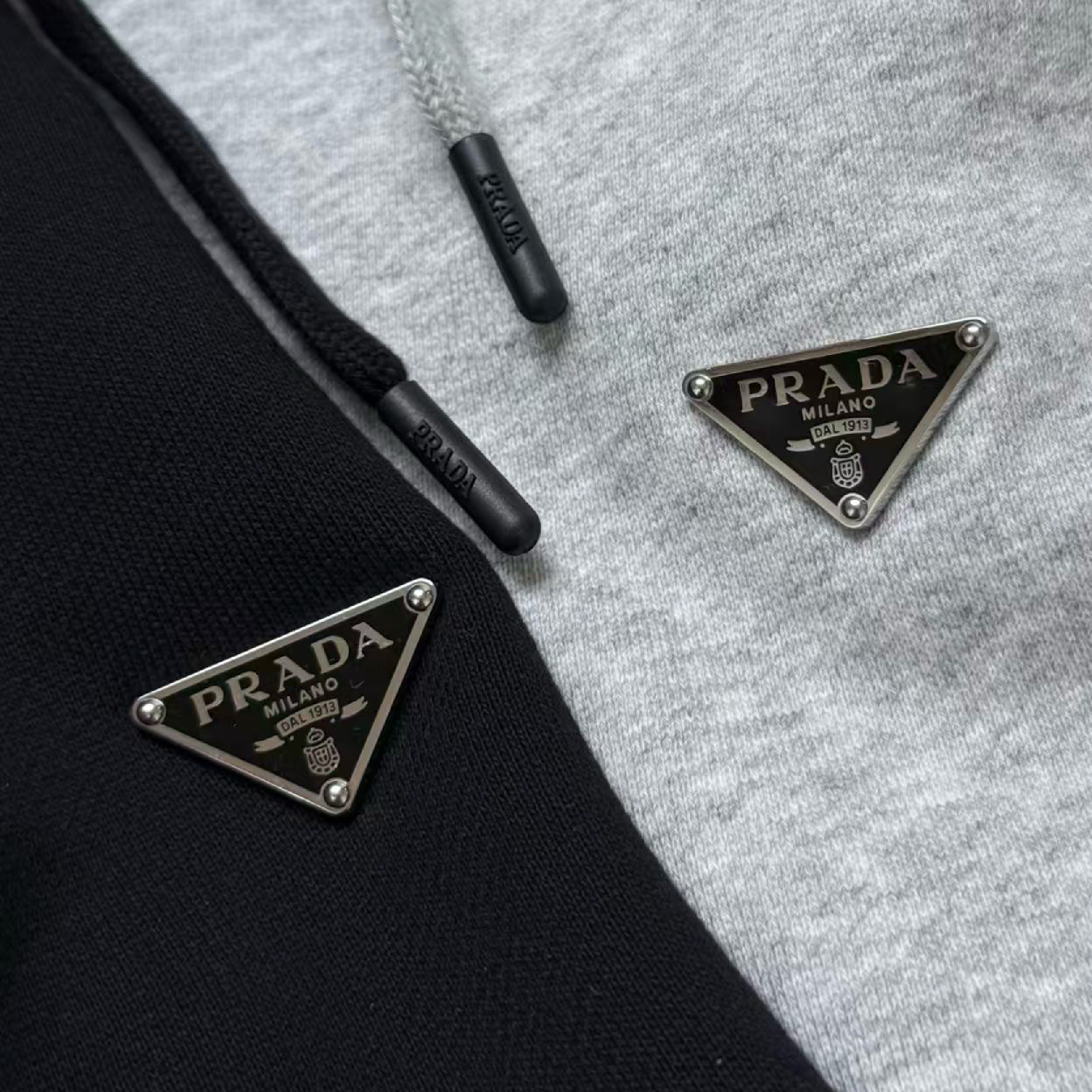 Prada Triangle Metal Logo Jogger Pants-04
