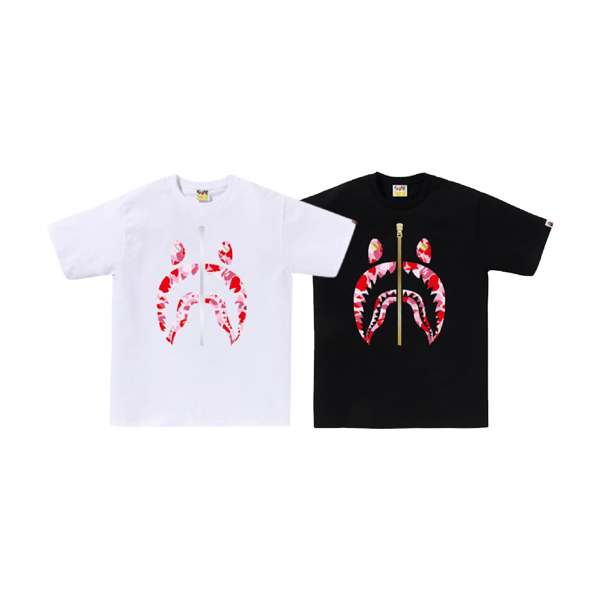 Bape Red-Pink Camo Shark Tee-01