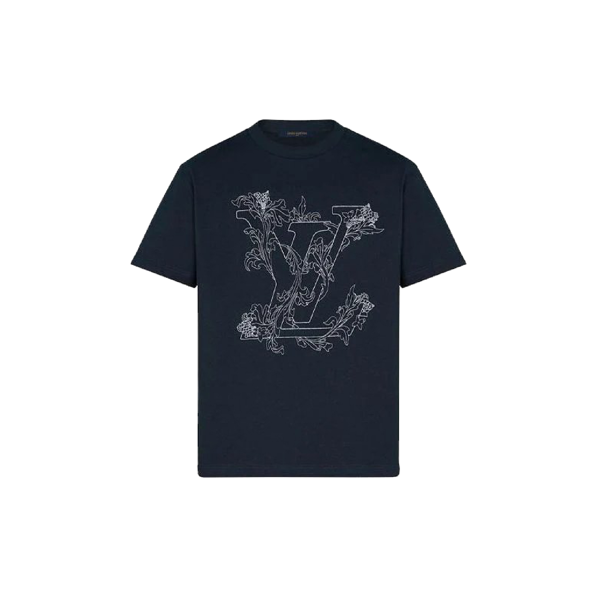 Louis Vuitton Embroidered Flower Logo Navy Tee-01