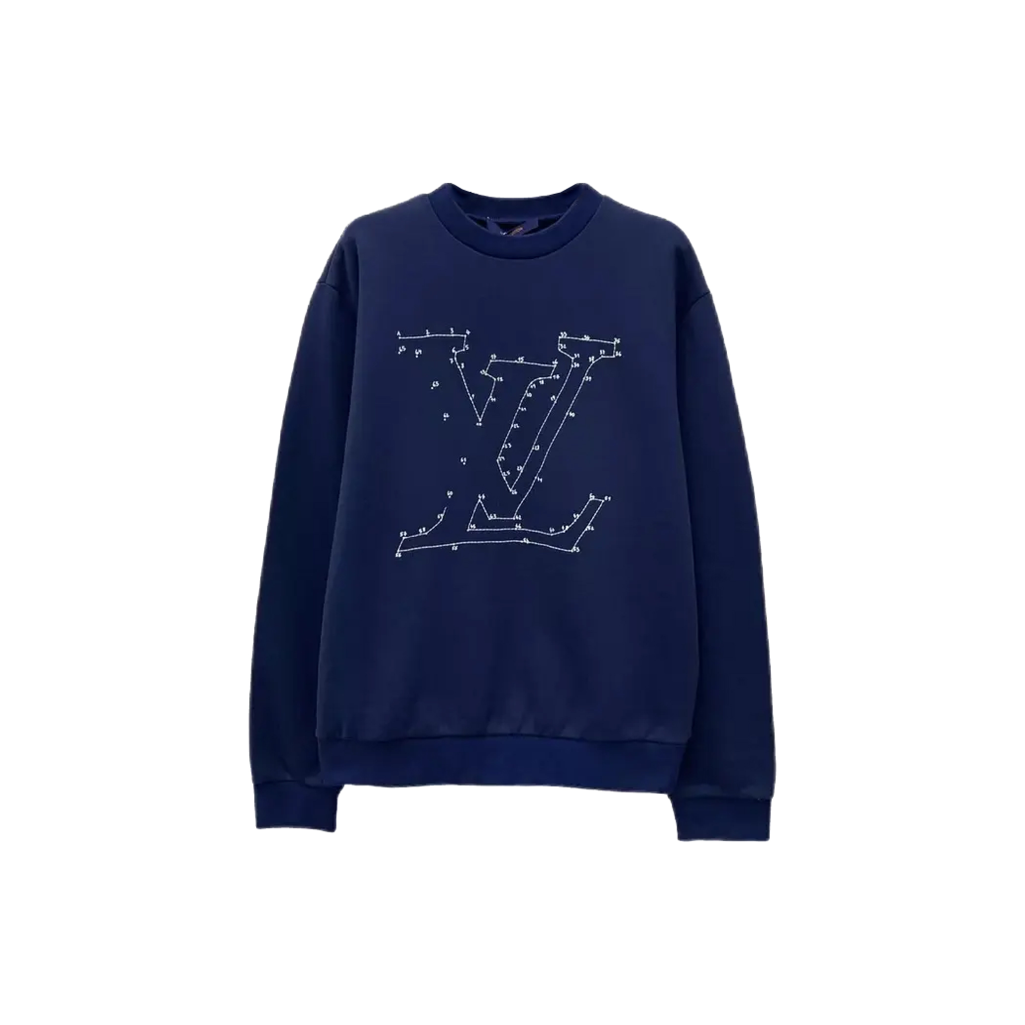Louis Vuitton LV Stitch Print Embroidered Sweatshirt in Navy Blue-01