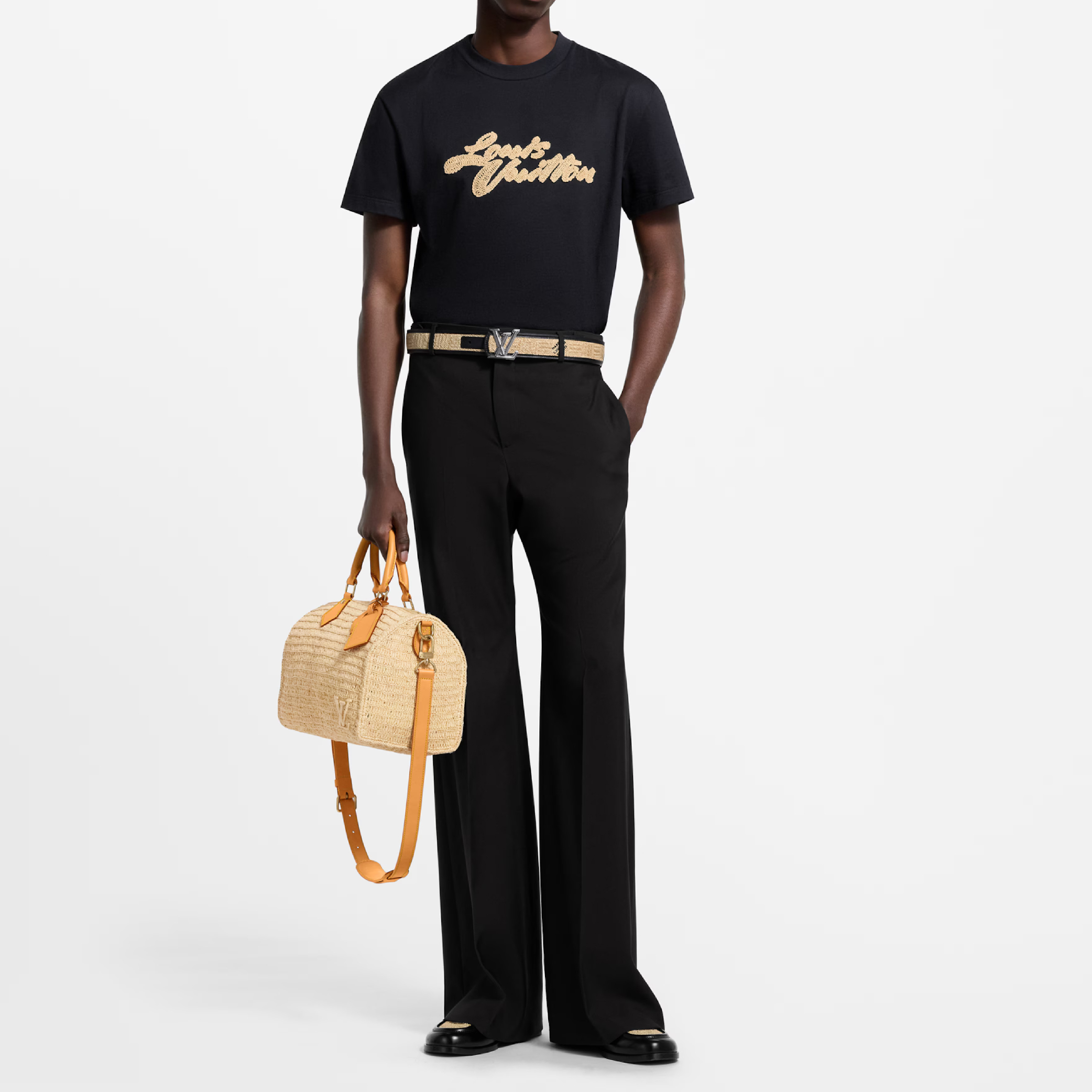 LV Raised Text Script Logo Tee-06