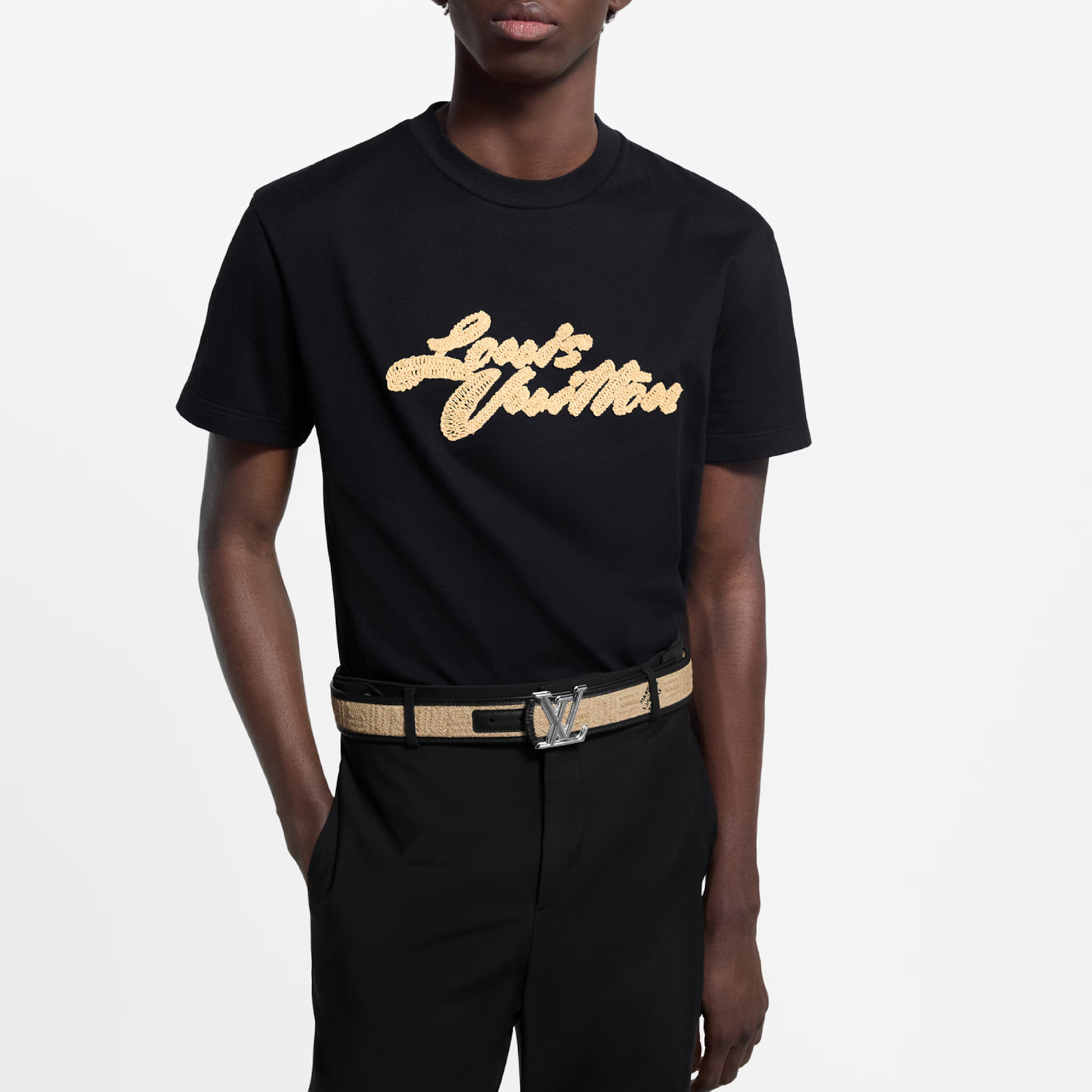 LV Raised Text Script Logo Tee-05