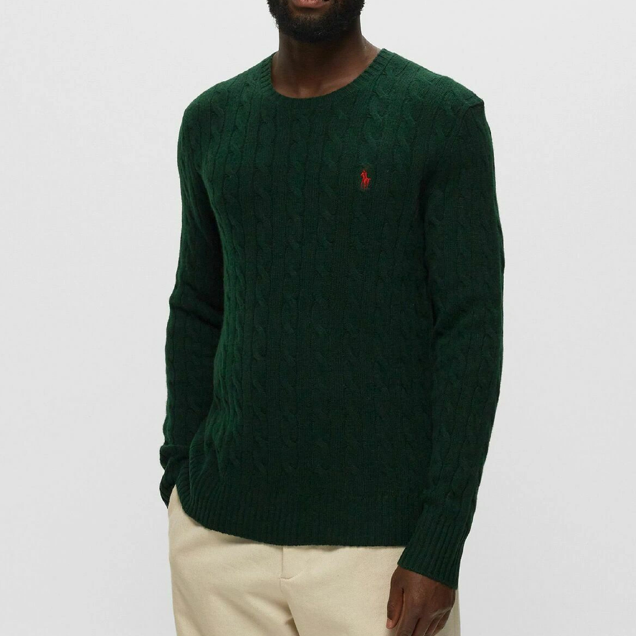 Polo Ralph Lauren  Small Pony Cable Knit Cotton Crewneck Sweater-05