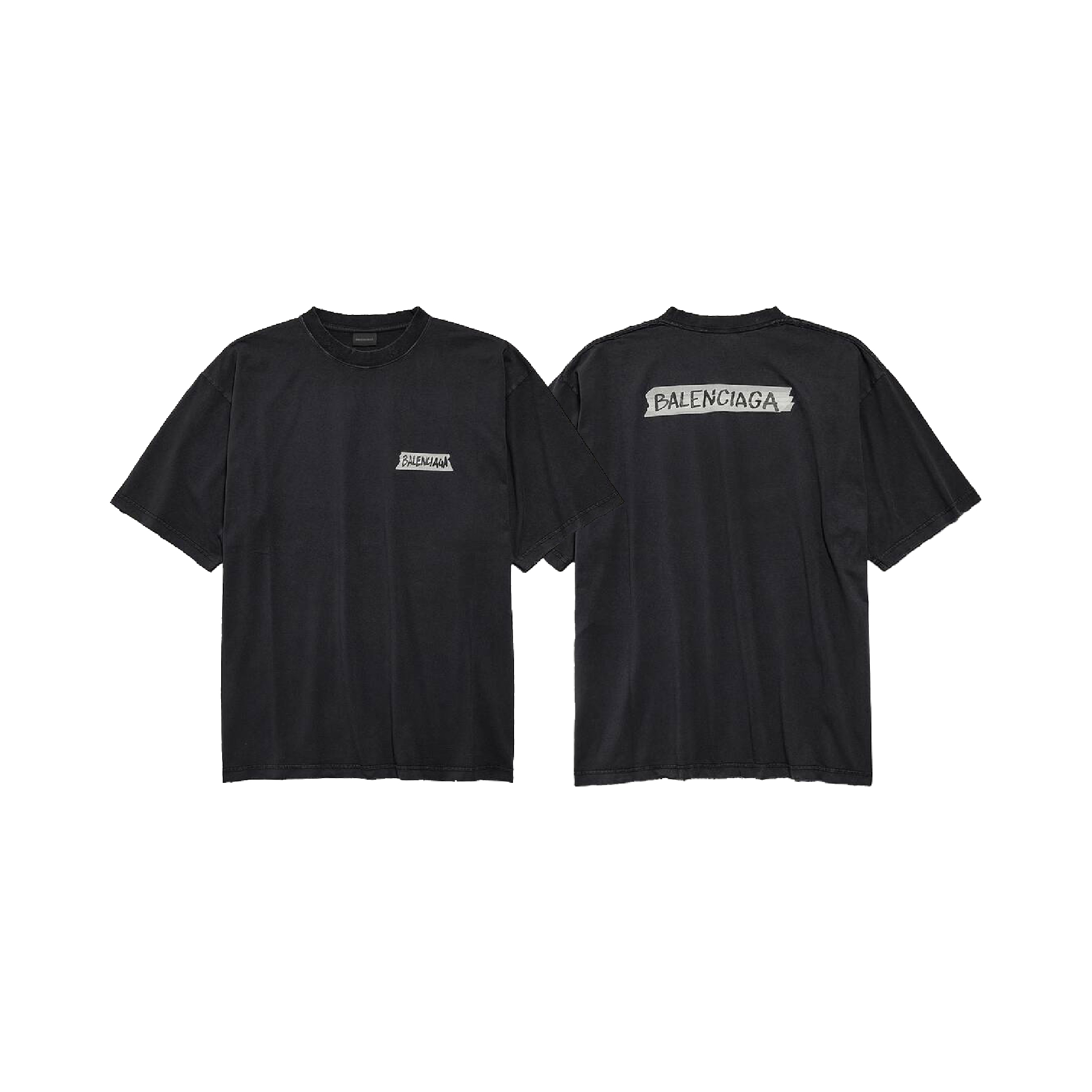 Balenciaga Black washed Masking Tape T-shirt-01