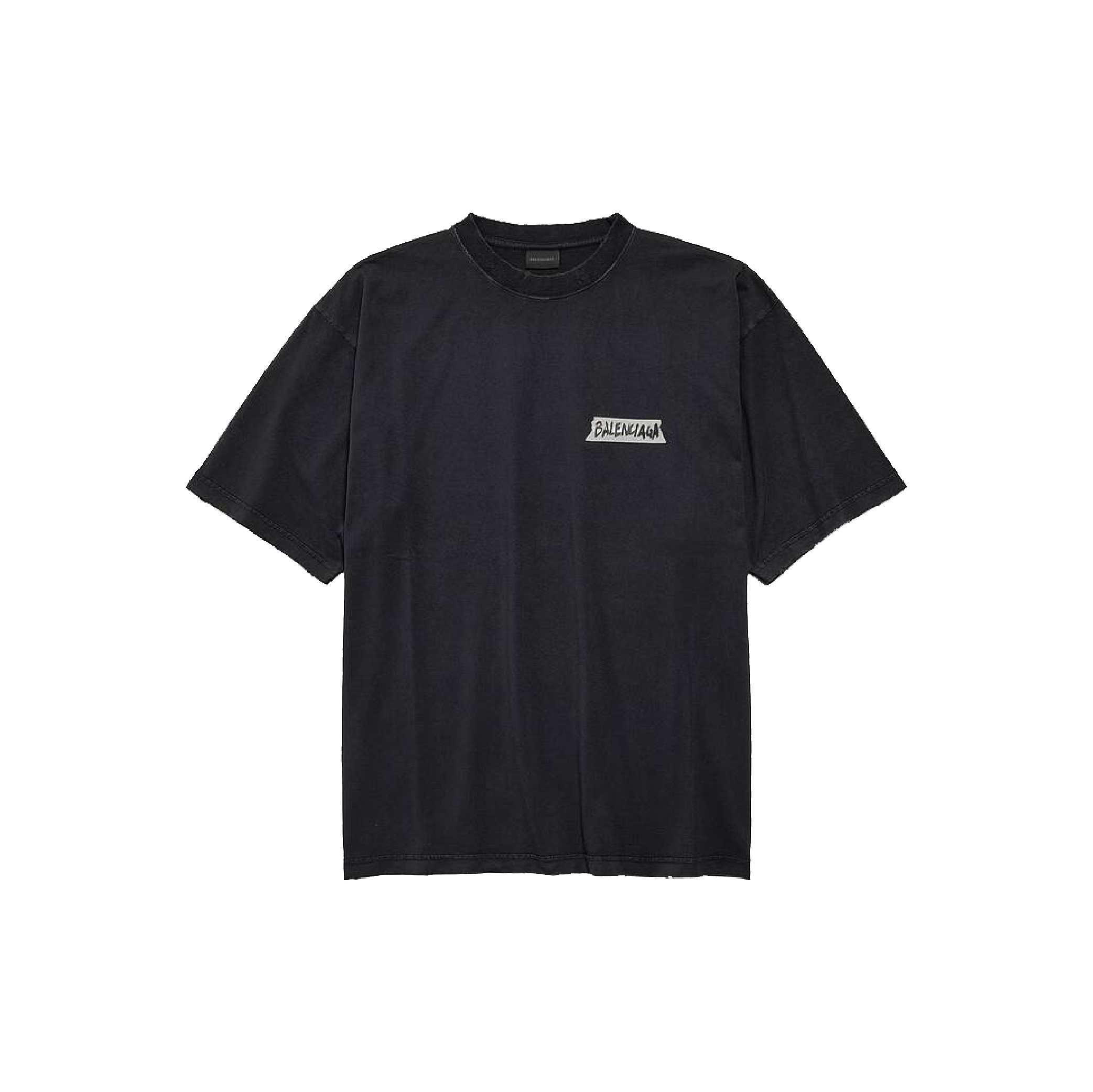 Balenciaga Black washed Masking Tape T-shirt-02