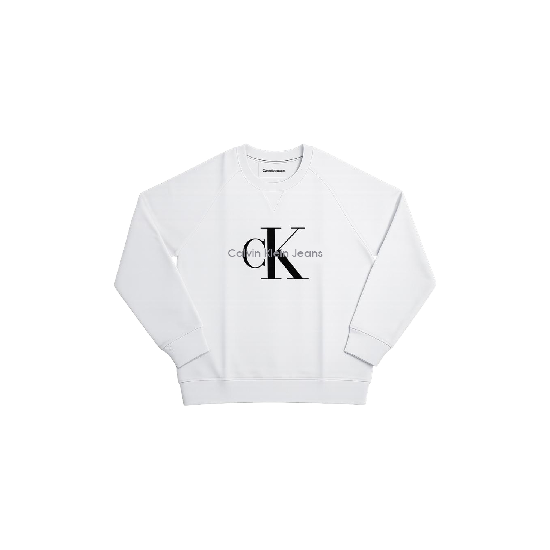 Calvin Klein Embroidered Wording Logo White Sweatshirt (Unisex)-01
