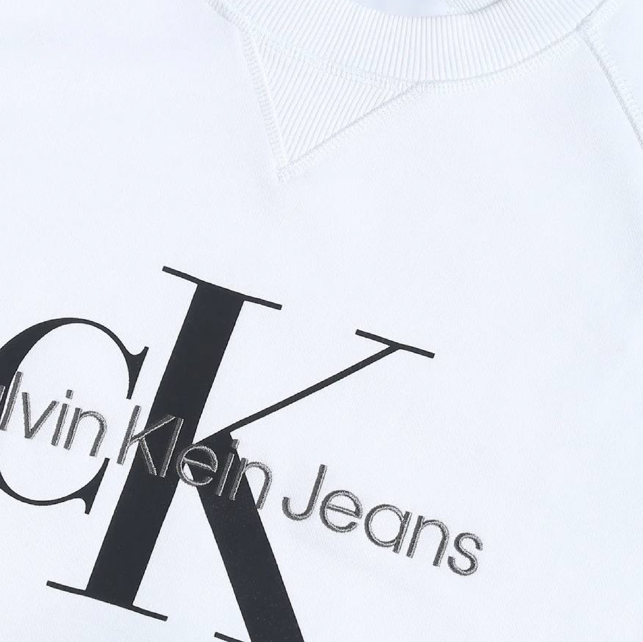 Calvin Klein Embroidered Wording Logo White Sweatshirt (Unisex)-02
