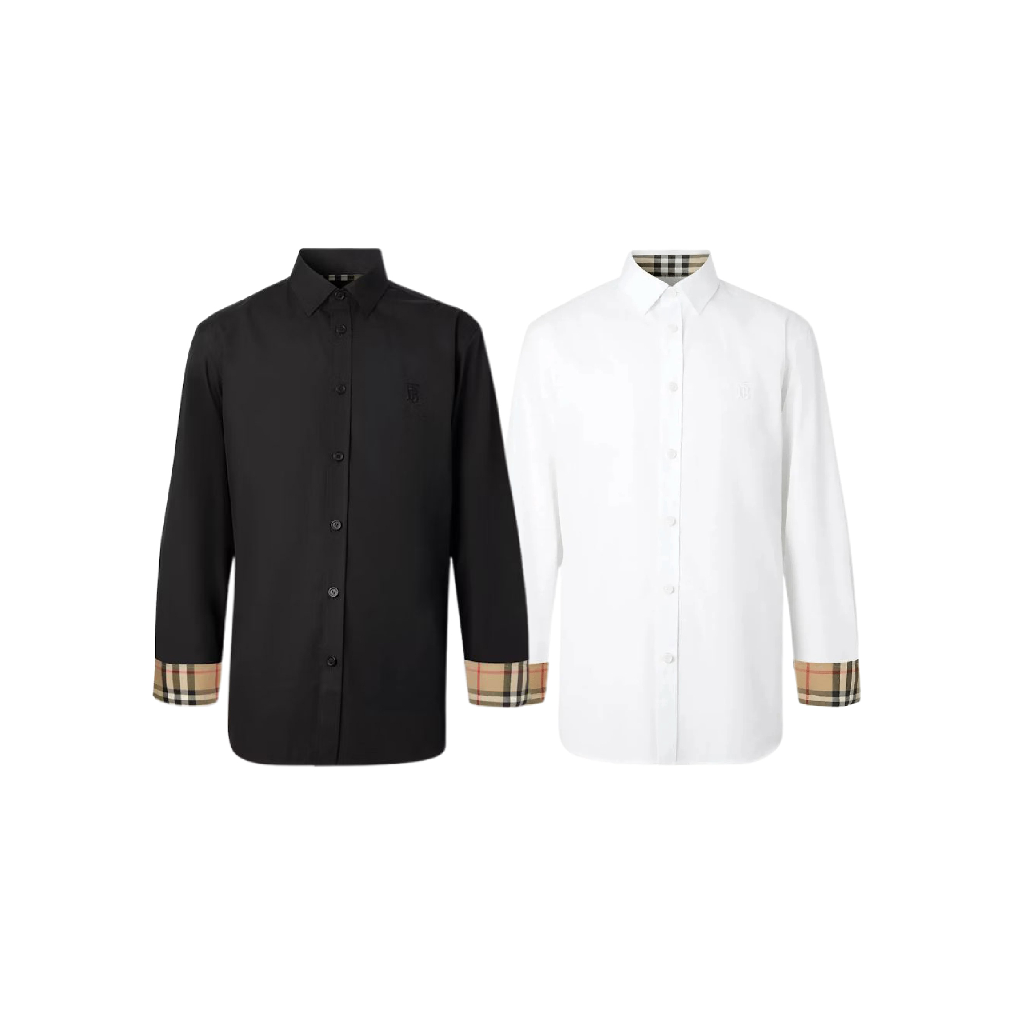 Burberry Monogram Motif Slim-Fit White LS Collar Shirt-01