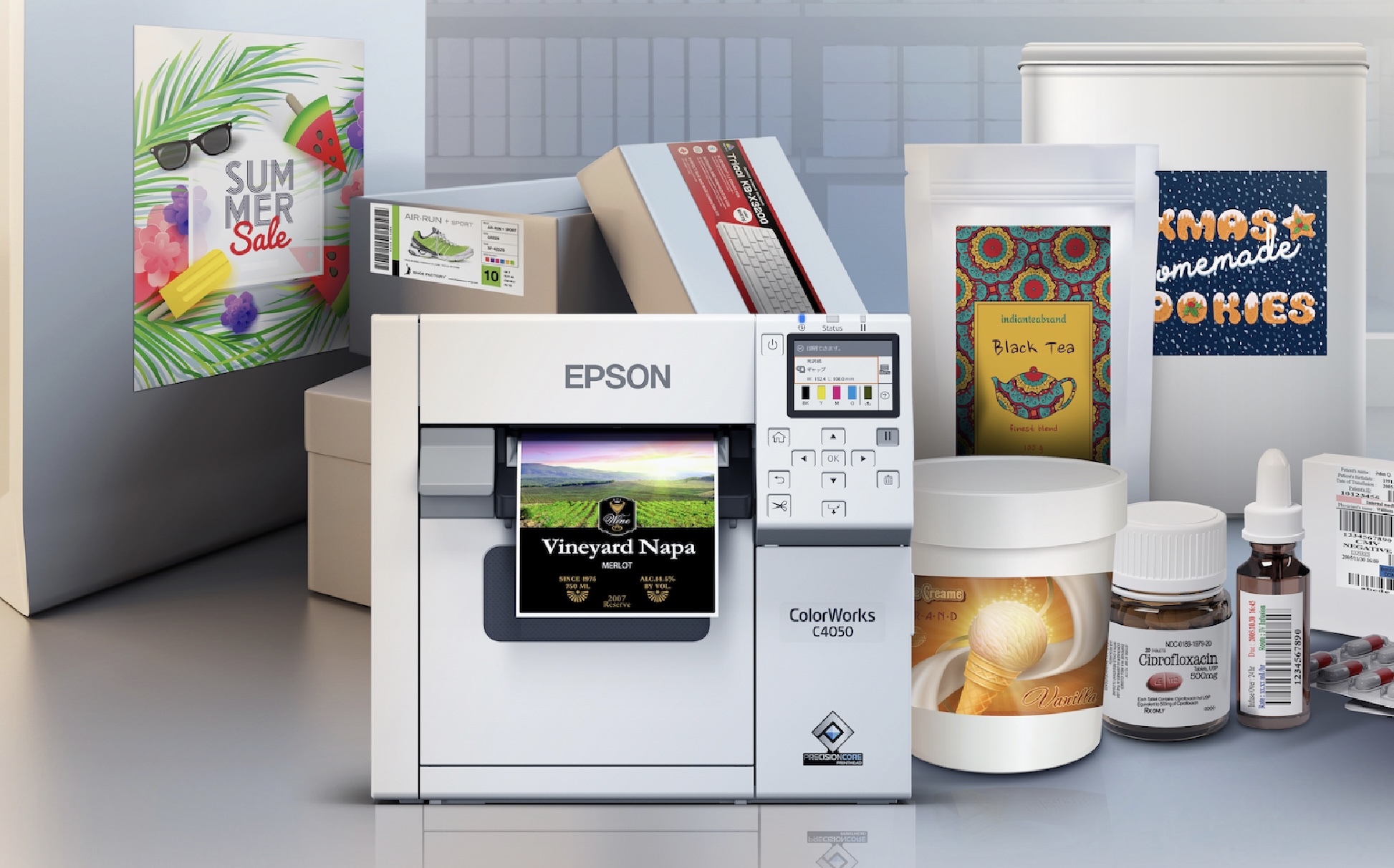 Epson ColorWorks C4050 OnDemand Colour Label Printer PVC ID Card