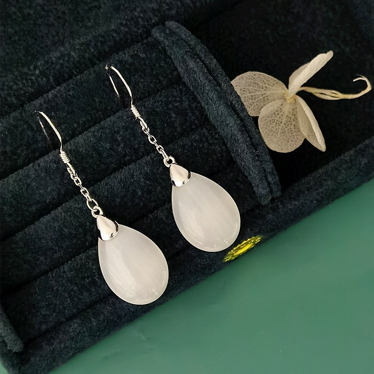 EH802180M无镶石水滴猫眼耳环