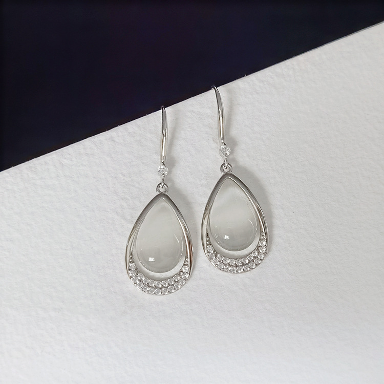 EH804039M镶石水滴猫眼耳环