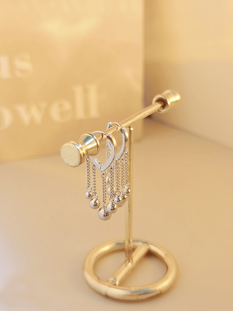 EH602476短银珠链心形耳扣