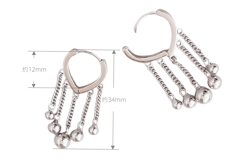 EH602476短银珠链心形耳扣