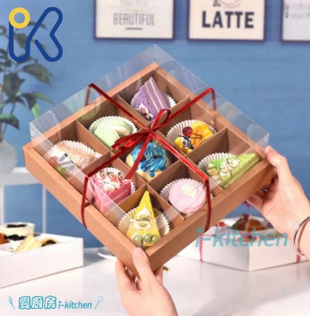 九宮格牛皮野餐盒(甜點盒) (1)