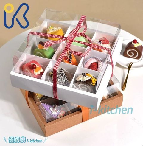 九宮格牛皮野餐盒(甜點盒)