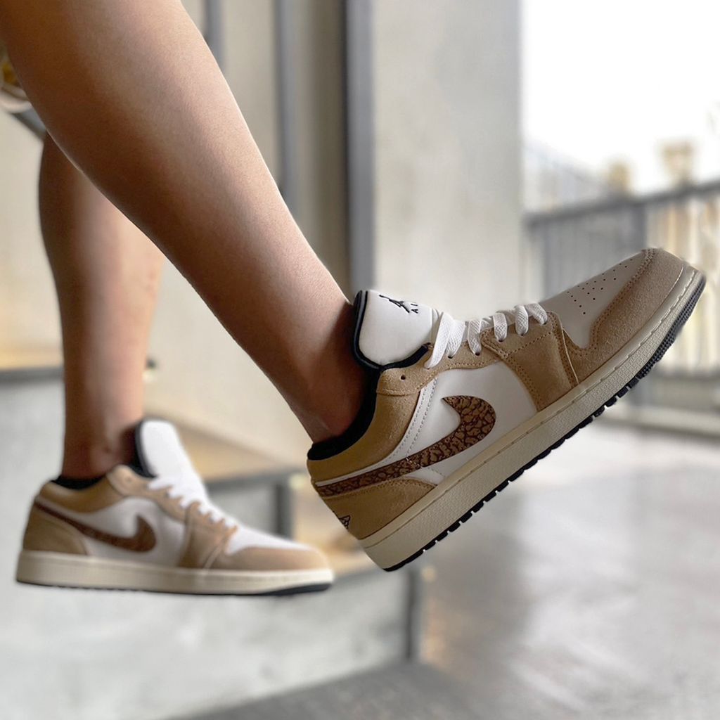 NIKE】Air Jordan 1 Low Brown Elephant 奶茶棕麂皮象紋爆裂紋低筒休閒