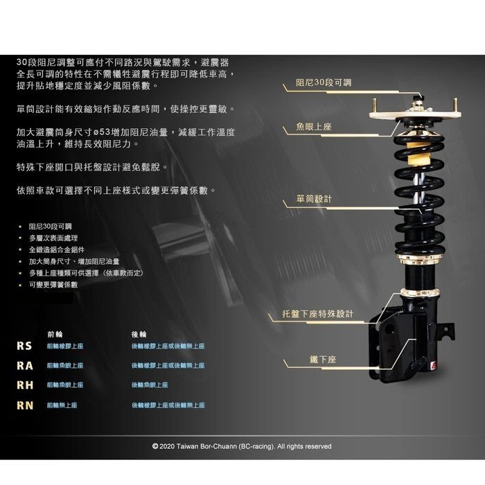 BC 避震器 BR 30段阻尼 高低軟硬可調-1