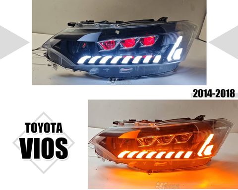 VIOS 14-18 紅惡魔眼 六魚眼 導光序列式野馬大燈